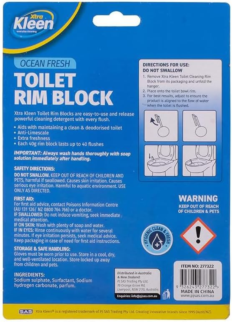 Leona Co Toilet Rim Block Freshener 2/4/6-Pack - Clip-On Deodorizer for Toilet Bowl | Long-Lasting 40 Flushes per Block | Bathroom Odor Eliminator | Easy-To-Use Toilet Cleaner (40G Each) (4) image number 1