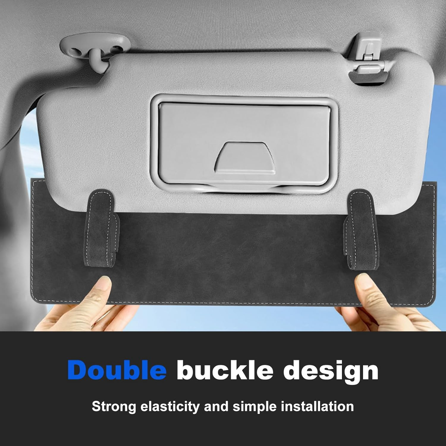 2Pcs Sun Visor Extender for Car, Window Shade, Extension Shade Attachment, Adjustable PVC Sunshade Blocker, Auto Accessories for Safe Driving (Black)