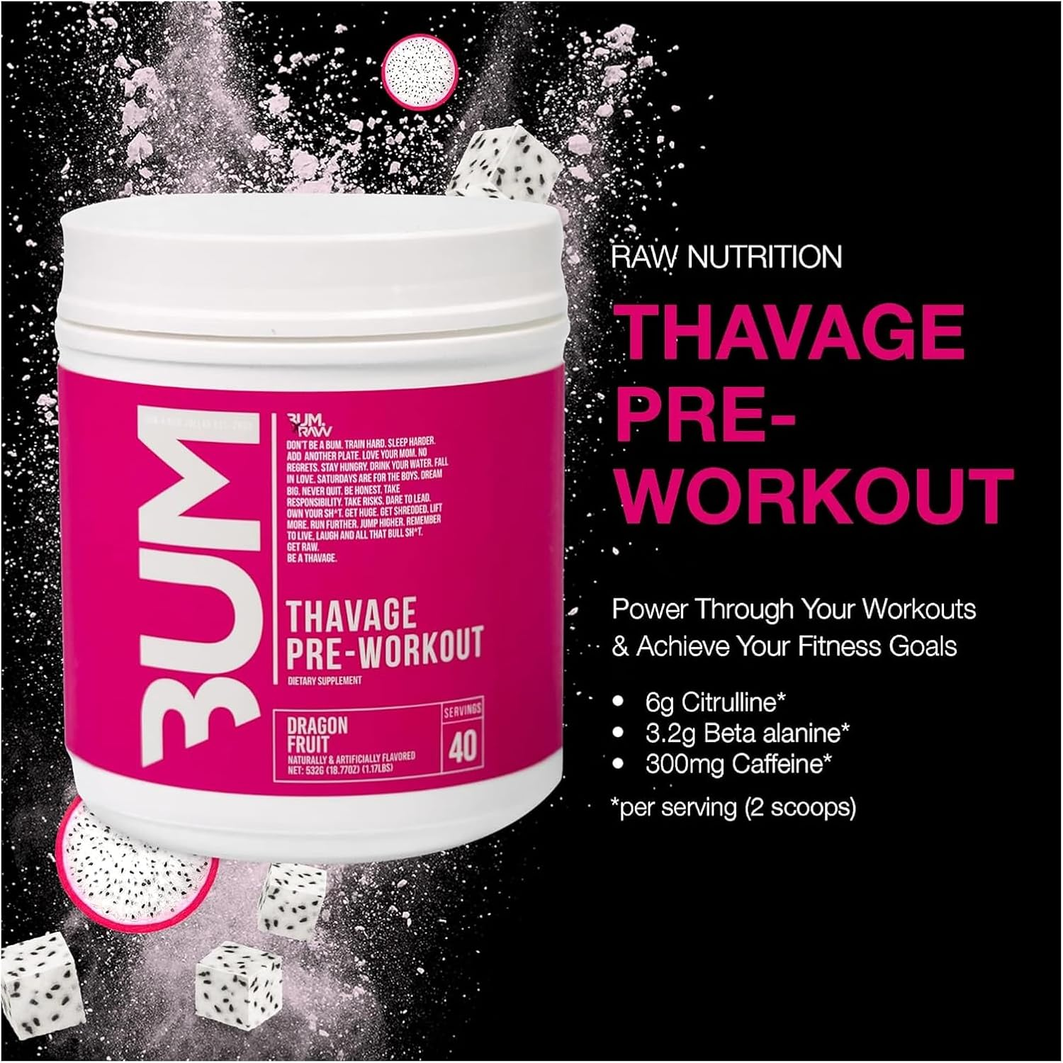 Raw Nutrition Cbum Dragon Fruit Thavage Pre-Workout Powder 512 G image number 1