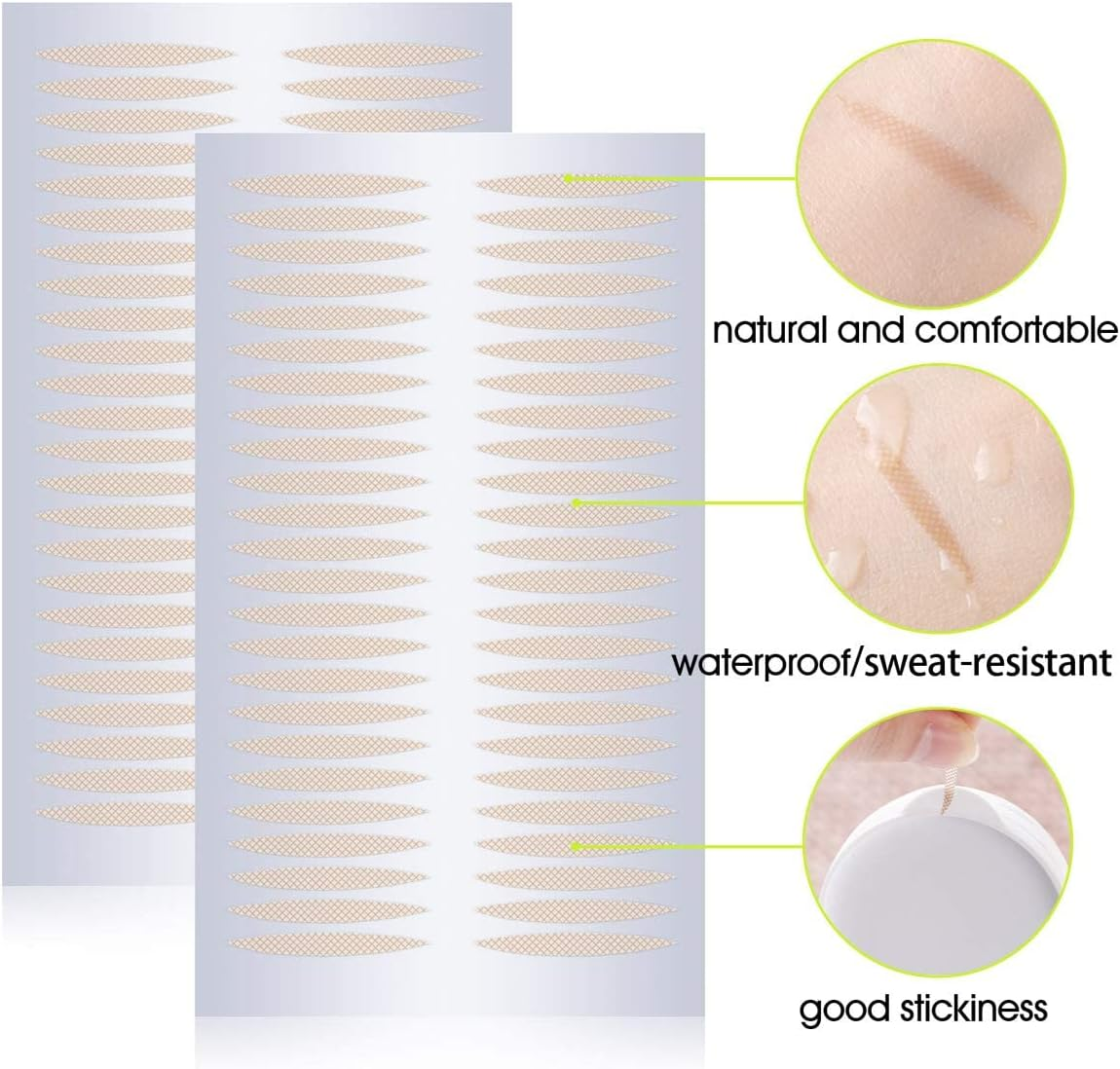 Breathable Single Side Sticky Fiber Double Eyelid Tape Paste Stickers Medical Grade Latex Free Instant Eyelid Lift Tapes Perfect for Hooded, Droopy or Mono-Eyelids (Medium)