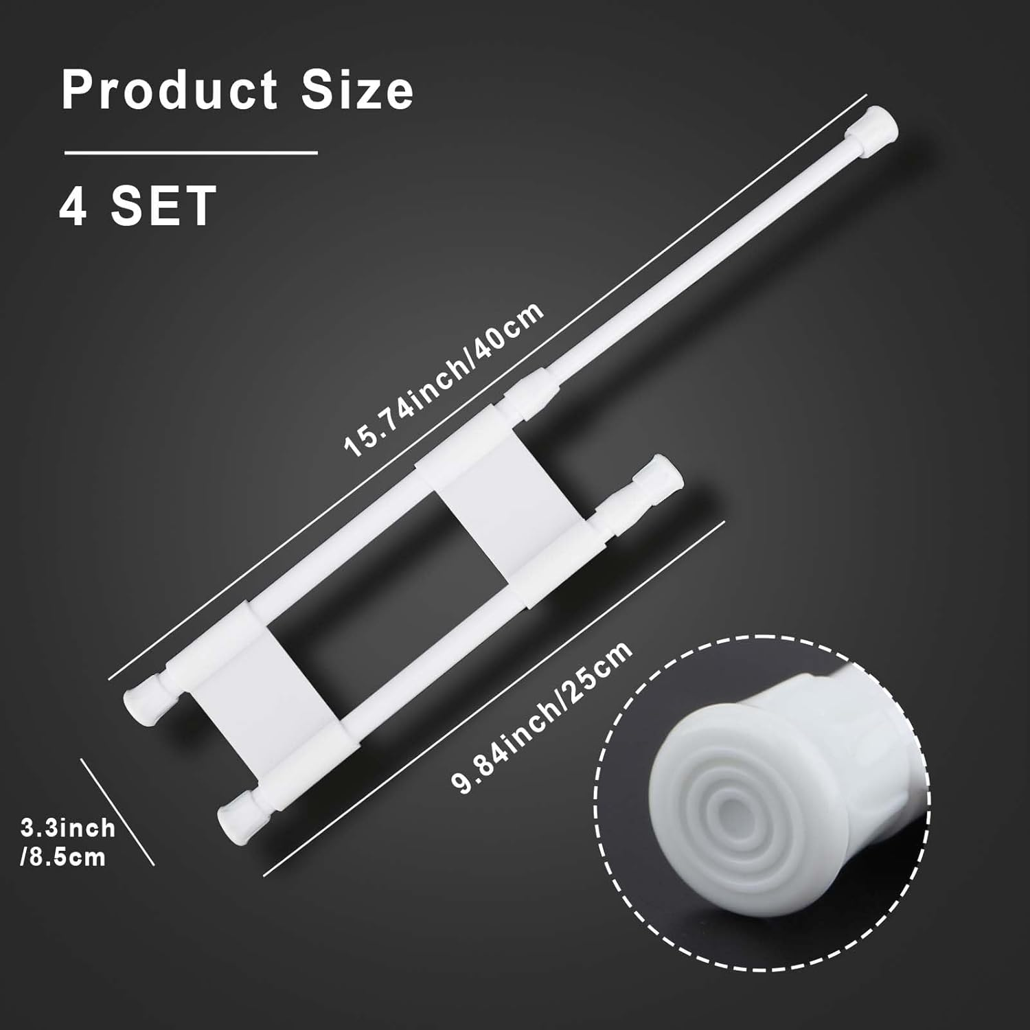 4Pcs Rv Refrigerator Bars, 9.8-15.7Inch White Adjustable Rv Fridge Tension Bars Metal Rv Fridge Bars for Holding Food Drinks Rv Refrigerator Accessories image number 2
