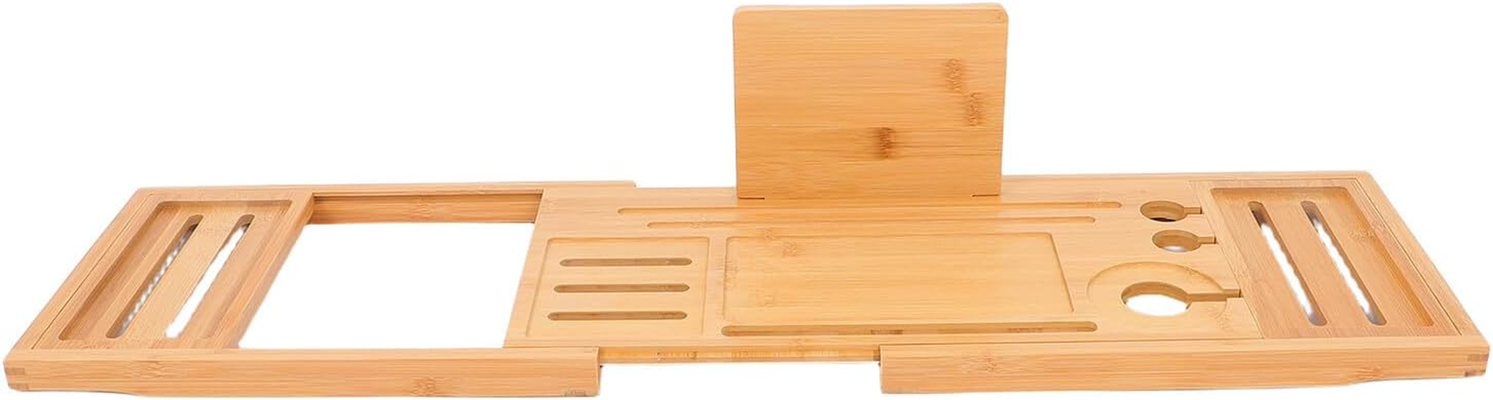 HOODANCOS Expandable Bamboo Bathtub Tray Organizer with Adjustable Multifunctional Bath Shelf for Soap Shampoo and Accessories Storage Elegant Bathroom Storage Rack for Various Tub image number 4