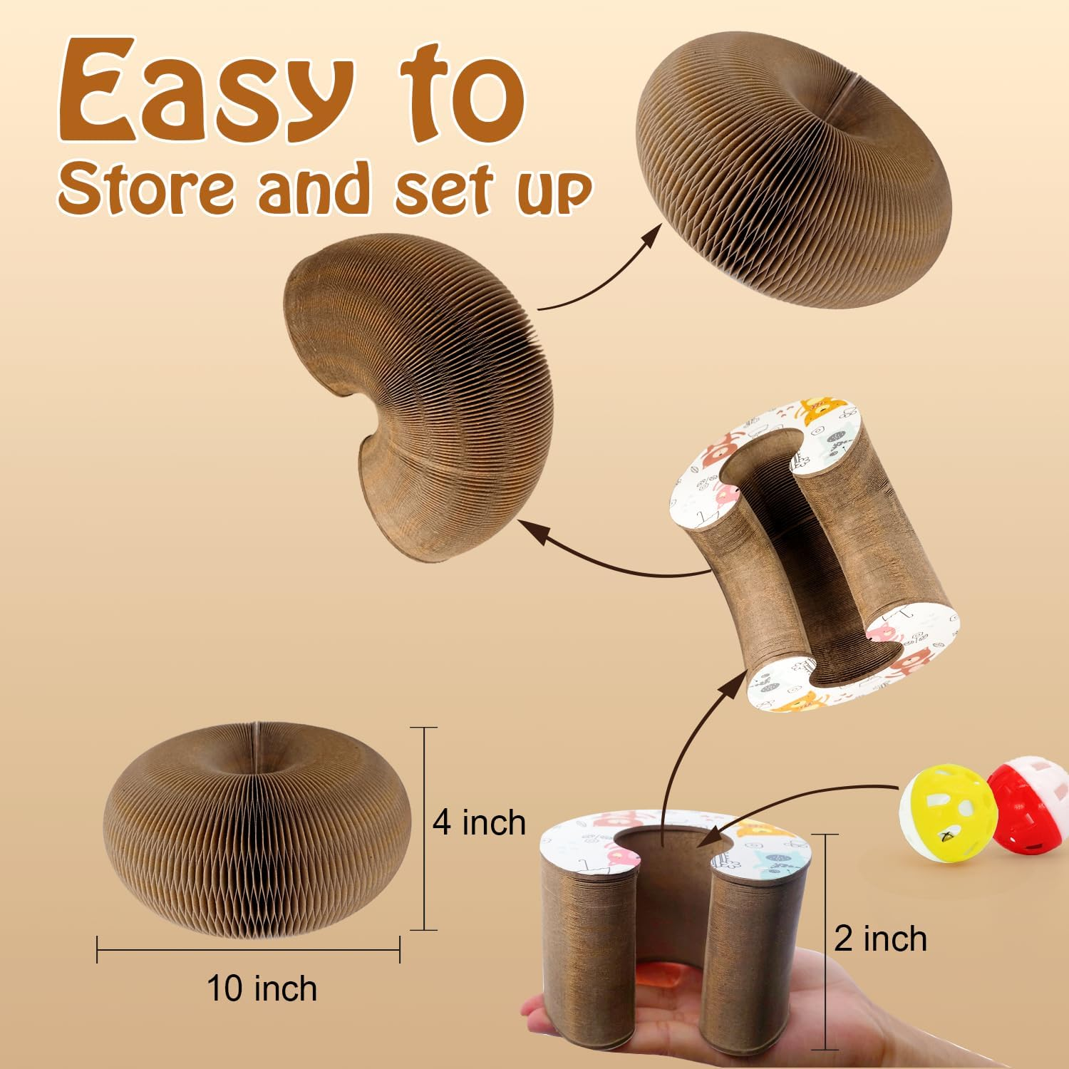 Dosanlues Magic Organ Cat Scratcher Board with 2 Bell Ball, Cat Ball Adventure the Ultimate Interactive Mental Physical Exercise for Indoor Cats Toy image number 5