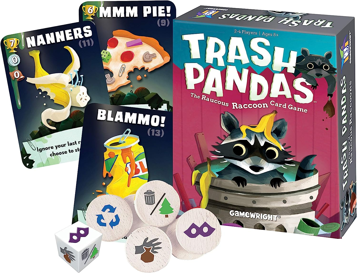 Gamewright Trash Pandas the Raucous Raccoon Card Game, Multi-Colored, 5"