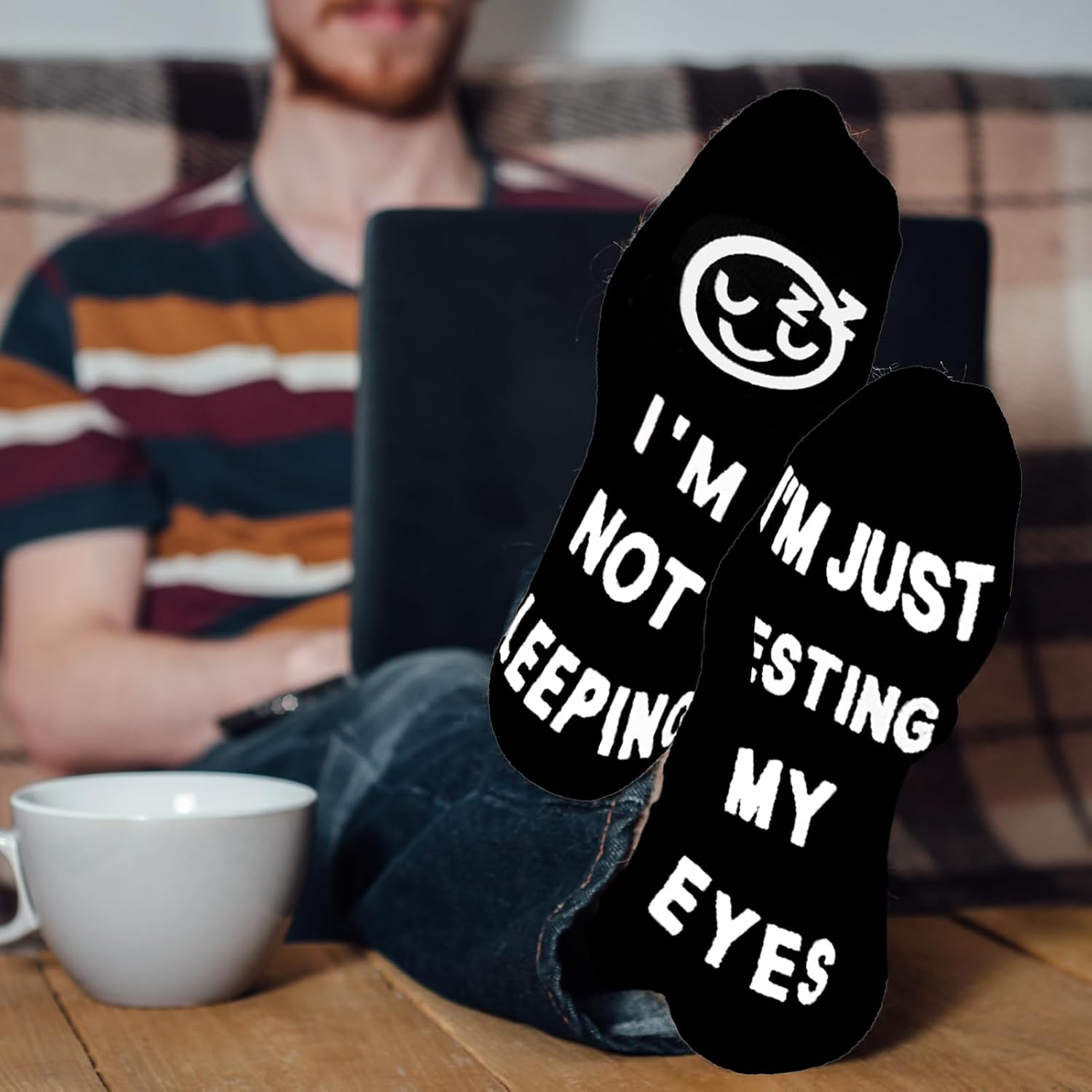 Men Socks Birthday Gifts Black, Funny Socks Men, Breathable Cotton Personalised Socks Non-Slip, Christmas Fathers Day Gift Birthday Present image number 6