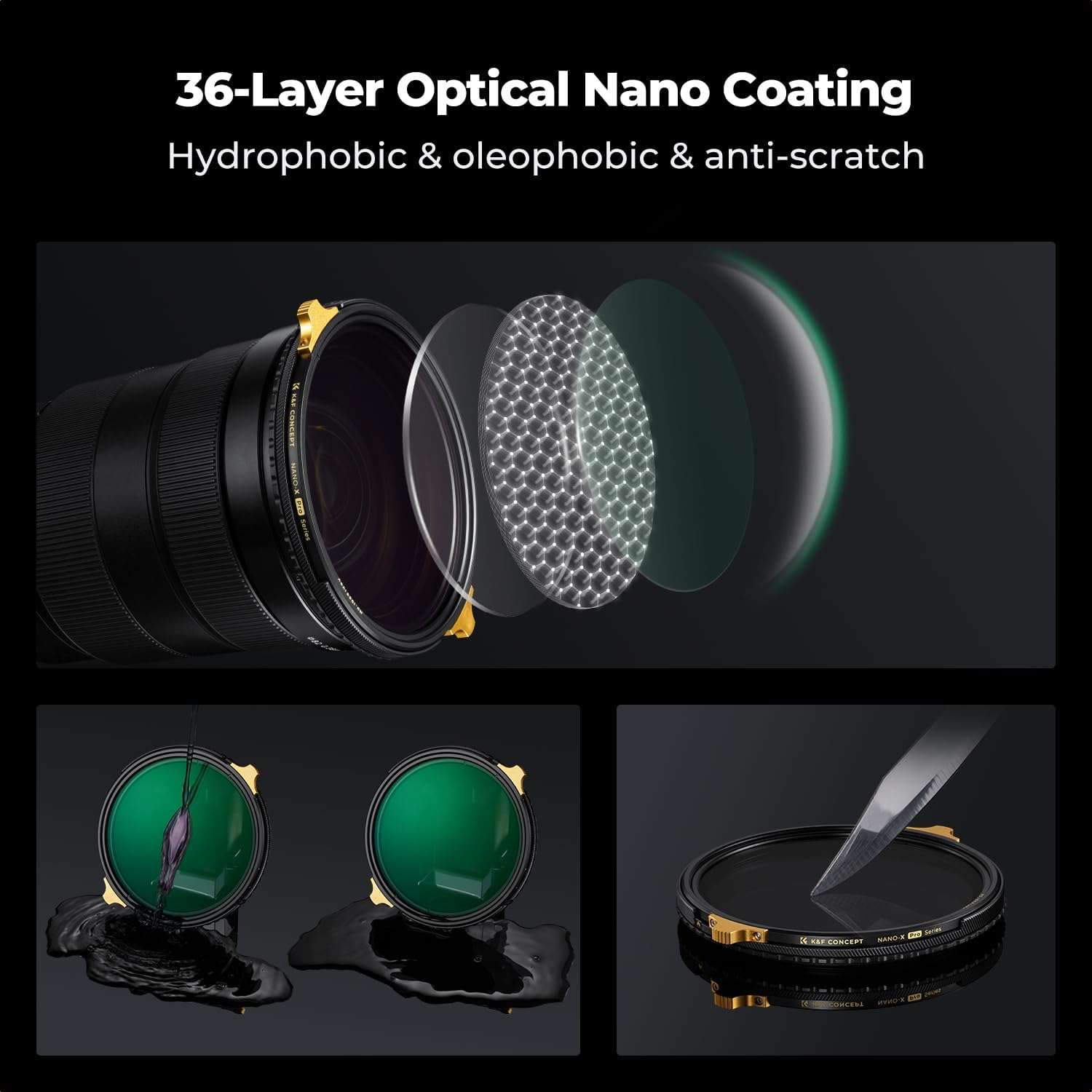 K&F CONCEPT 72Mm Variable ND2-32 ND Lens Filter & Circular Polarizing Filter 2-In-1 for Camera Lens, Waterproof Scratch Resistant 36 Multi-Coated Lens Filter (Nano-X PRO Series) image number 4