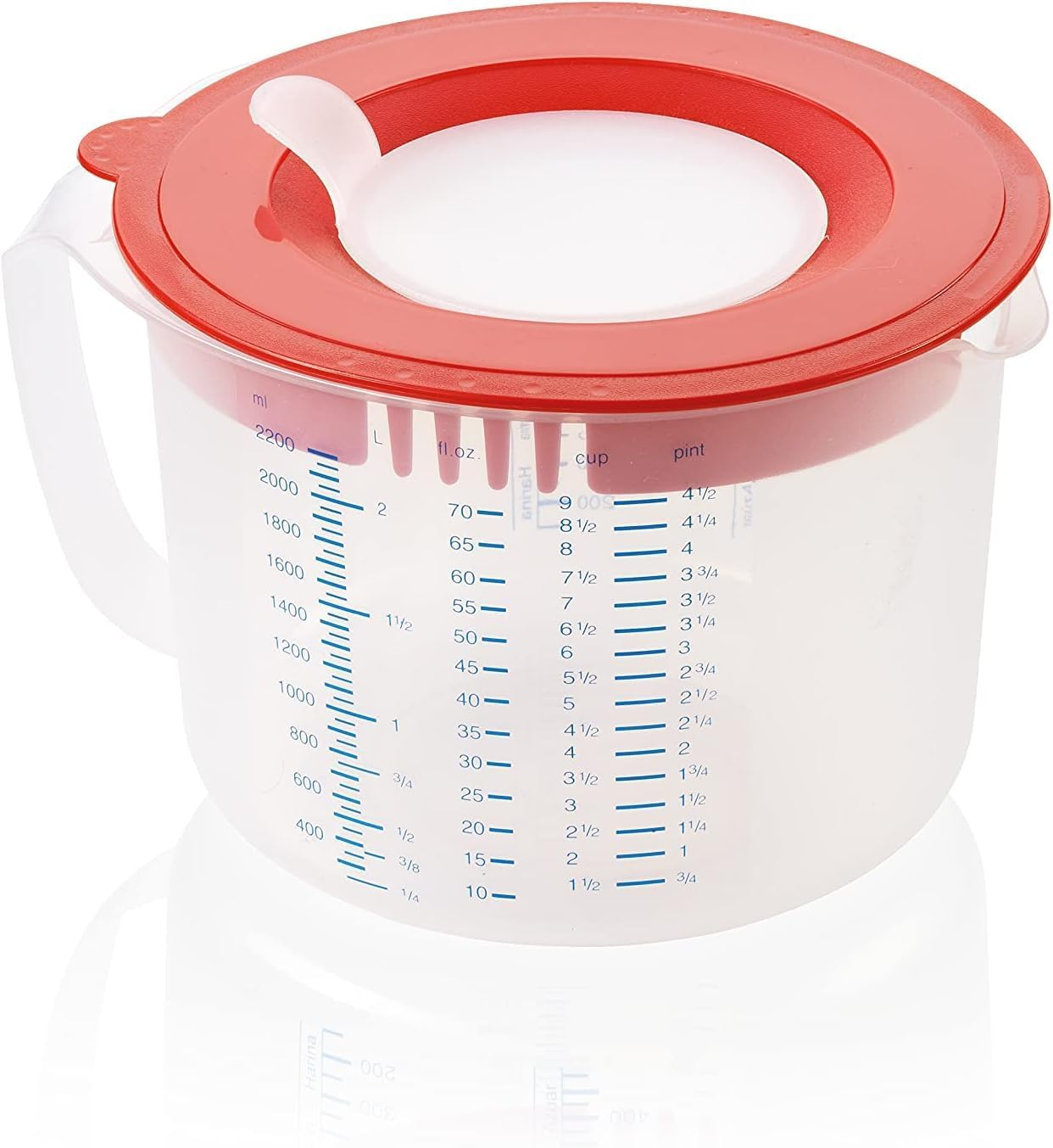 Leifheit Measuring Jug Measure & Store 3In1 2.32Qt, Transparent/Red, 2.32 Quart image number 1