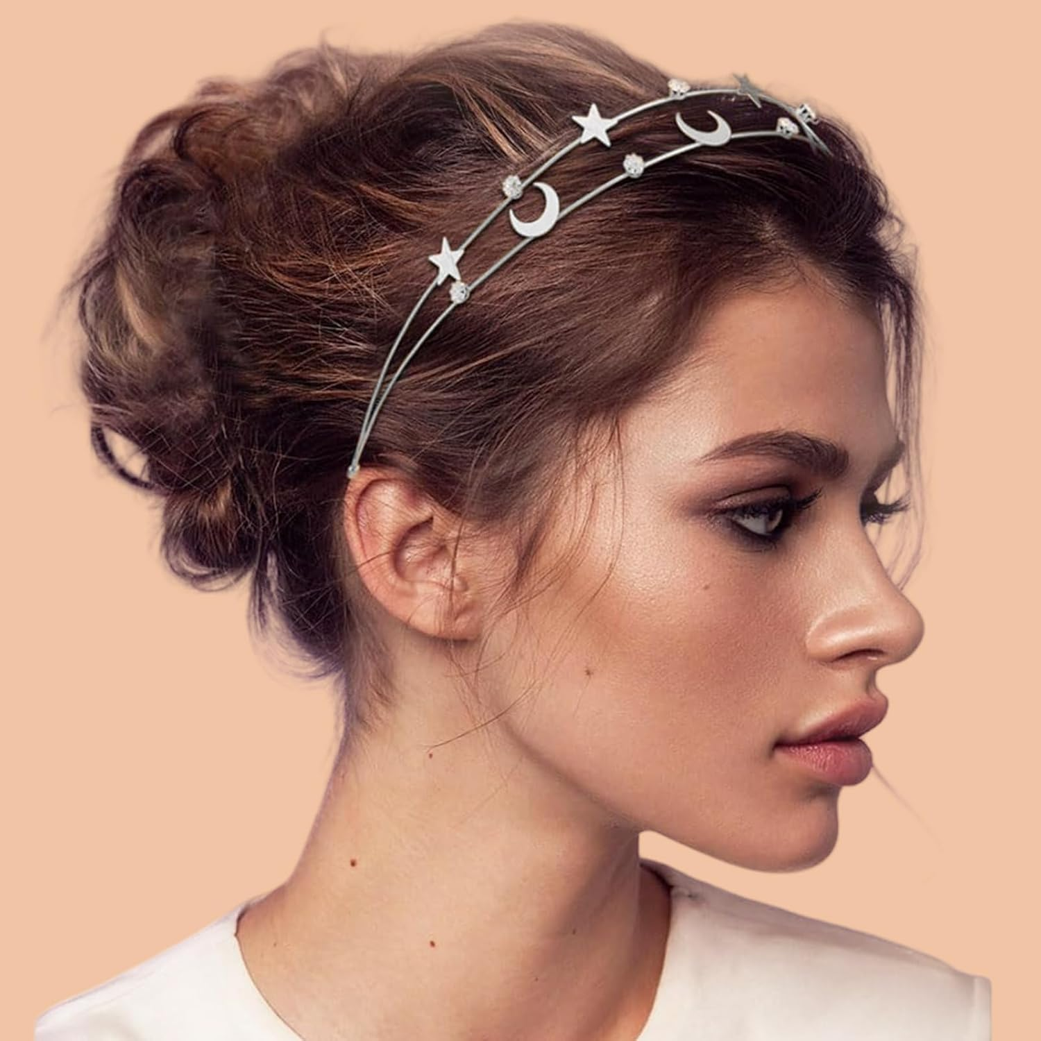 Yeomju Rhinestone Star Headband, Set of 2 Headband for Girls and Women, Flexible Design for Weddings and Celebrations, Elegant Handmade Stars Hair Band image number 2