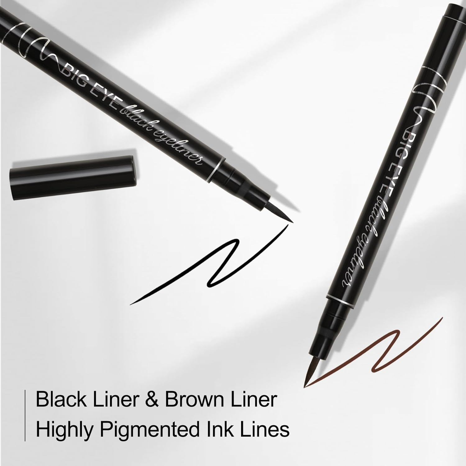 Boobeen 2Pcs Liquid Eyeliner Black Brown, Waterproof Eyeliner Pen with Winged Eyeliner Tool, Creates Bold Cat Eye Makeup image number 4