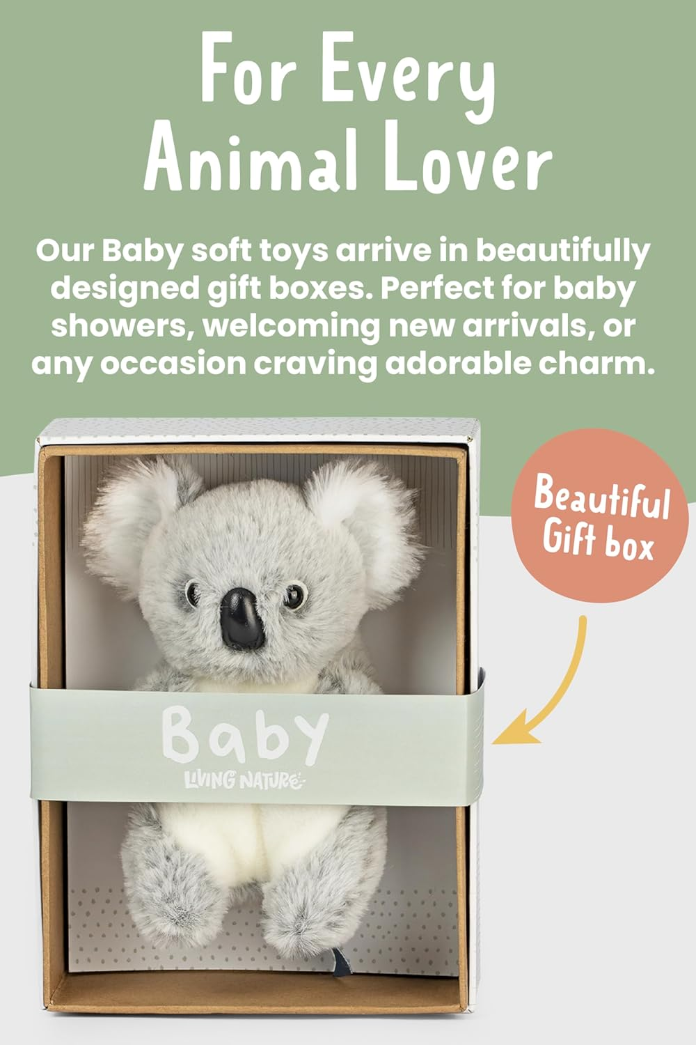 Living Nature Baby Koala Stuffed Animal Plush Toy | Fluffy and Cuddly Jungle Animal | Soft Toy for Newborns and Babies | Naturli Eco-Friendly
