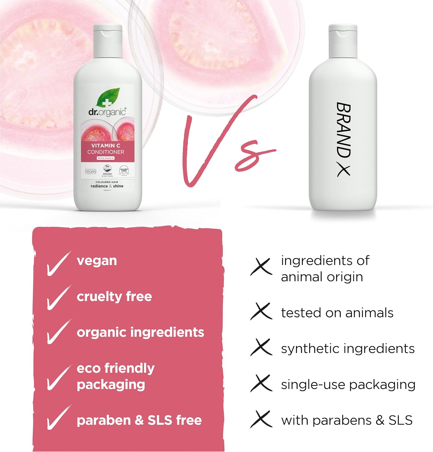 Dr Organic Guava Conditioner, Vitamin C, Coloured Hair, Mens, Womens, Natural, Vegan, Cruelty-Free, Paraben & Sls-Free, Organic, 265Ml, Packaging May Vary image number 5