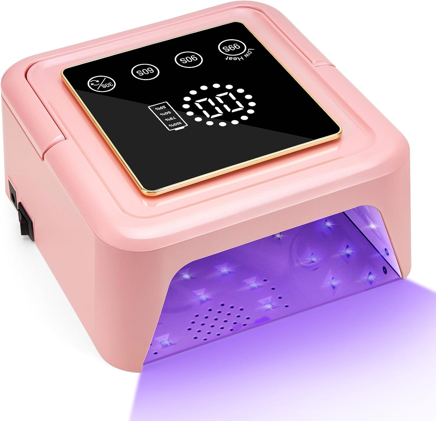 Madenia Rechargeable UV Nail Lamp: 108W Professional UV LED Nail Lamp for Gel Nails Polish - Cordless Nail Dryer Curing Lamp with 4 Timers Auto Sensor and LCD Display for Home & Nail Salon Use, Pink image number 2