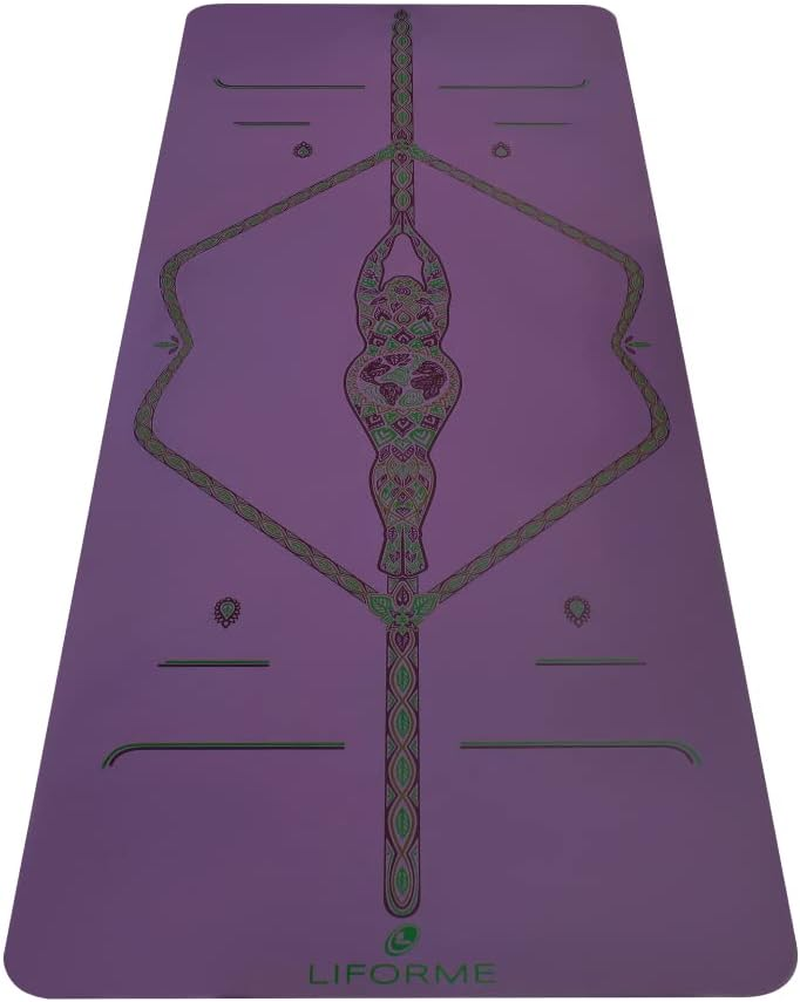Liforme Printed Yoga Mat Collection - Free Yoga Bag Included - Patented Alignment System, Warrior-Like Grip, Non-Slip, Eco-Friendly, Biodegradable, Sweat-Resistant, Long, Wide and Thick for Comfort
