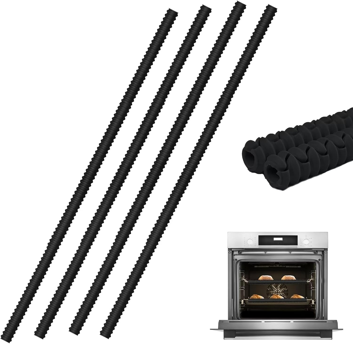 Lokilux 22 Inch Extra Long Oven Guards for Racks, Silicone Oven Rack Edge Protector, Oven Rack Shields, Fit on Standard-Sized Ovens,Heat Resistance, Protect against Burns&Scars (Black)