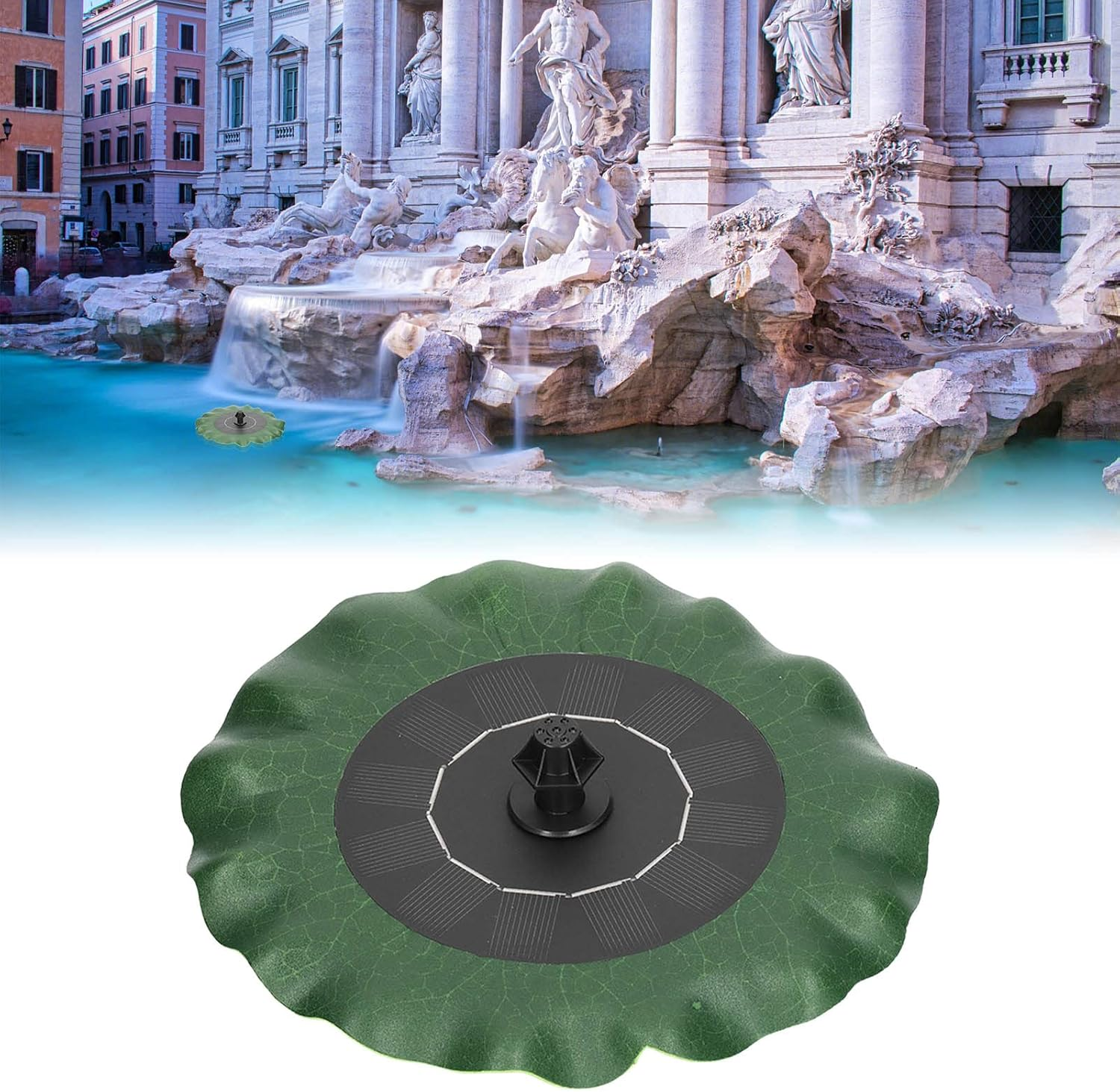 Lotus Leaf Fountain, Low Water Protection Solar Powered Fountain Pump with 8 Nozzles for Bird Bath Garden Pond Pool Outdoor image number 3