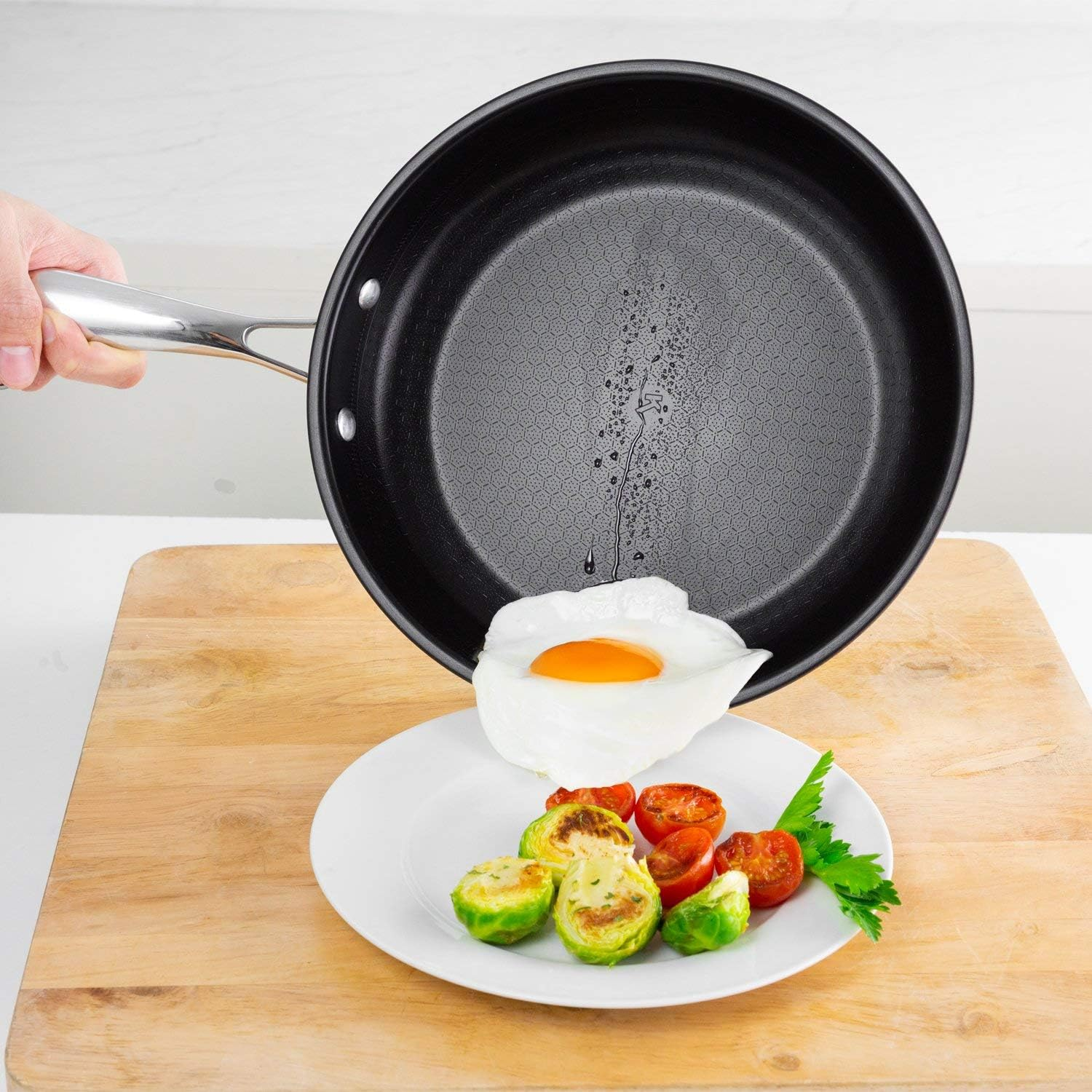 Kleva Range Premium Perfect Pro Pan - 26Cm - with Honeycomb Surface | Induction, Oven & Dishwasher Safe | Dual Handle Design | Scratch-Resistant & Metal Utensil Safe image number 2