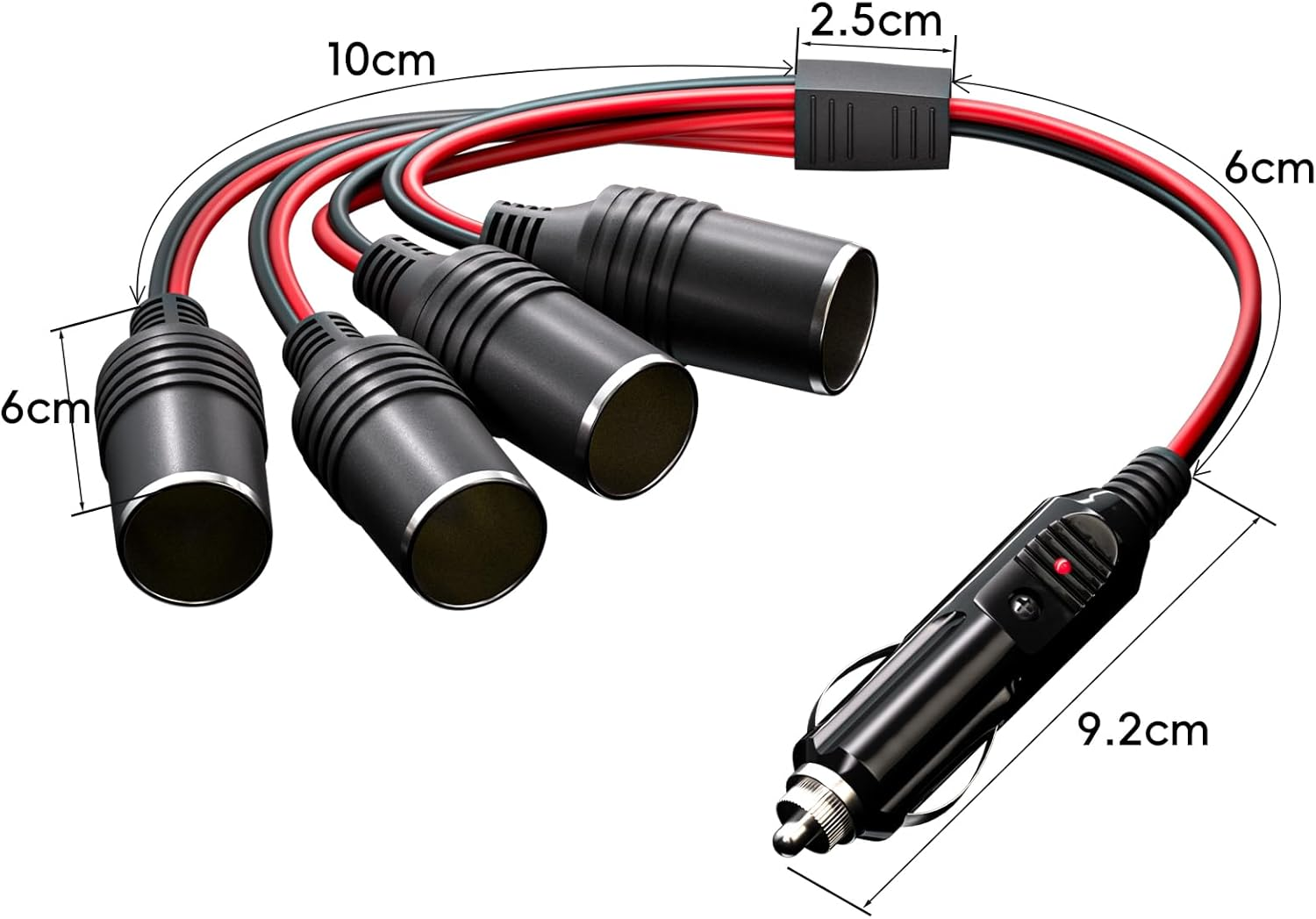 Goupchn Car Cigarette Lighter Splitter 1 to 4 12V 24V Power Charger 4 Way Socket Splitter Cigarette Lighter Extension Cord Cable