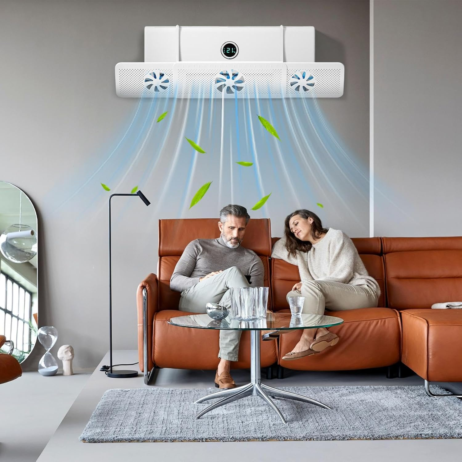 Vent Deflectors | Adjustable Air Vent Deflector with 3 Fans,Conditioner Diverter for Commercial RV Industrial Outdoor Travel Car Family Home Camping Living Room image number 2