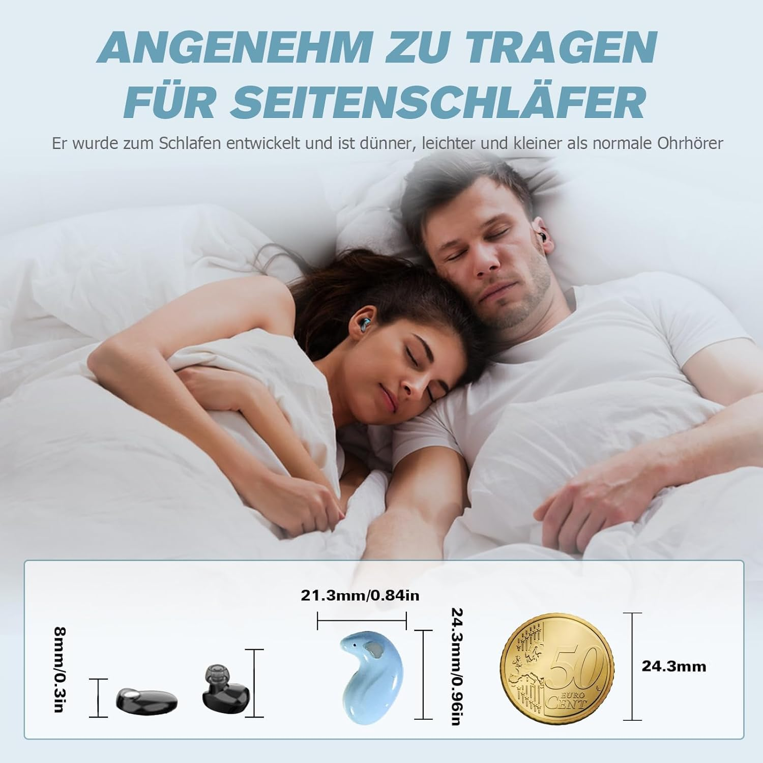 Xmenha Mini Invisible Smallest Headphones Bluetooth In-Ear Wireless Headphones Bluetooth In-Ear Headphones for Sleeping Wireless Sleep Earbuds Headphones for Small Ears Sleep Headphones Side Sleepers image number 3