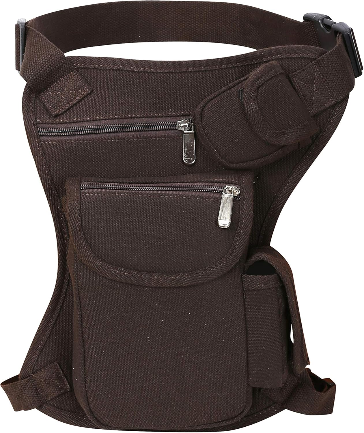 SEALINF Canvas Waist Bag Fanny Pack Racing Drop Leg Bag Motorcycle Outdoor Bag (Black)