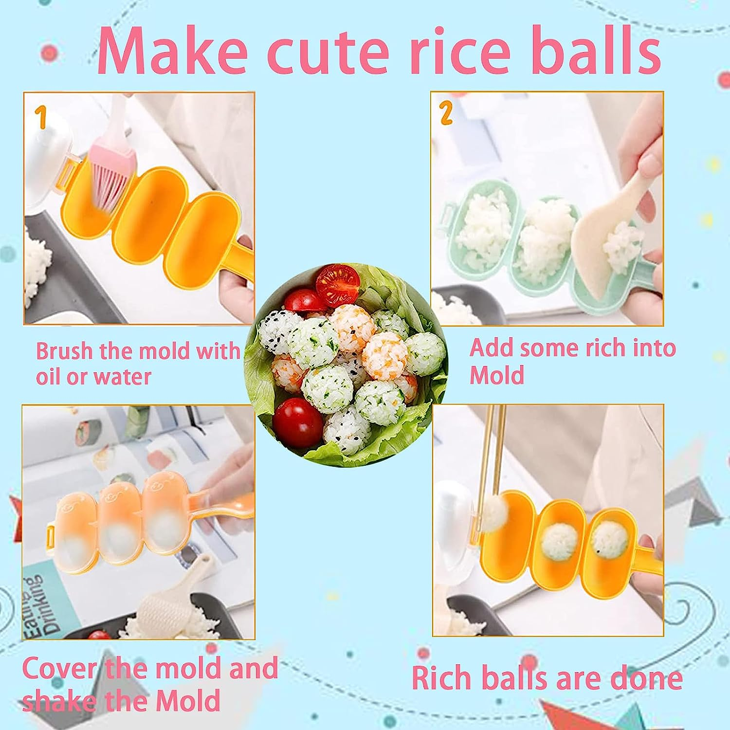 8-Piece Onigiri Mold,Diy Rice Ball Mould Shaker,Perfect for Lunches, Parties image number 5