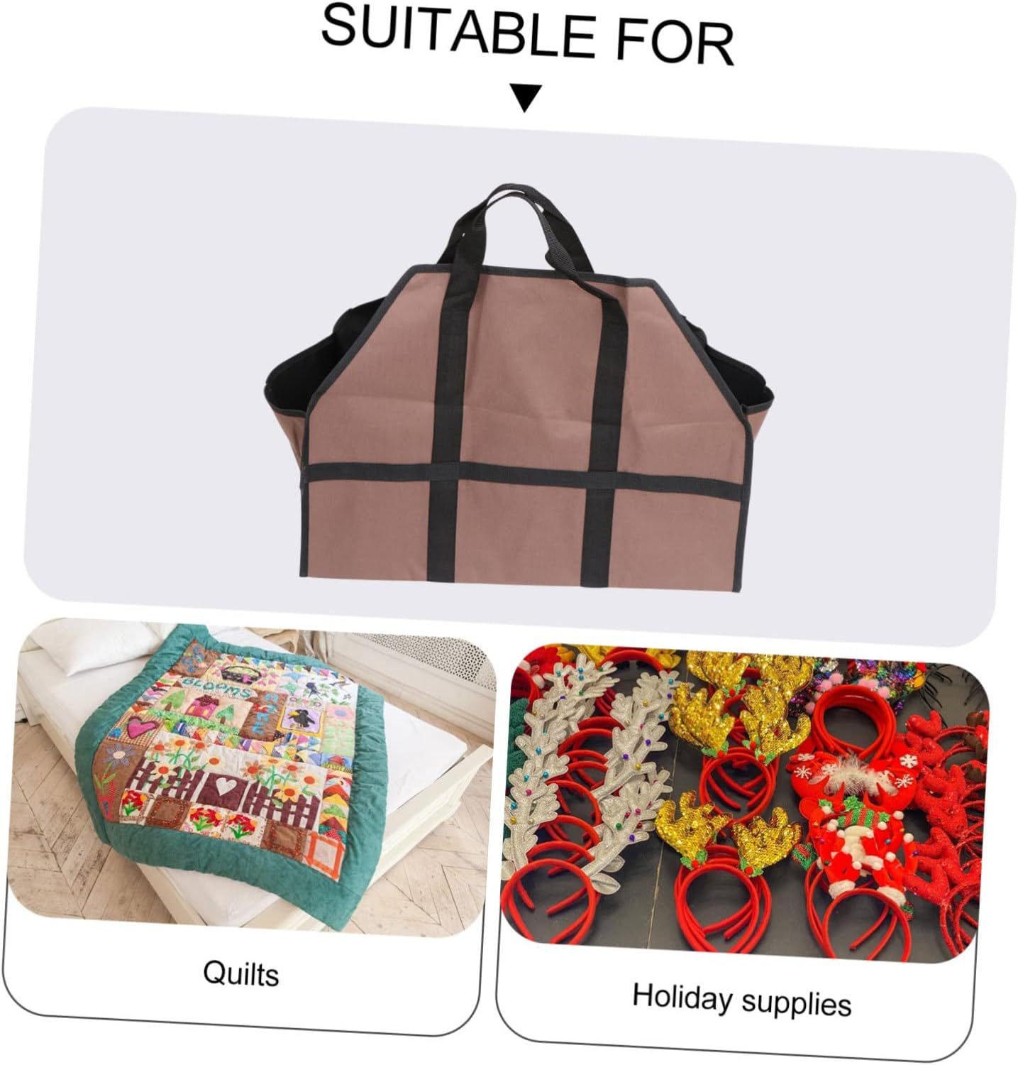 Luxshiny 1PC Large Capacity Log Tote Bag Firewood Carrier Handbag for Scratch Resistant and Practical Storage for Wood Camping Gear and Household Items Coffee Color image number 4