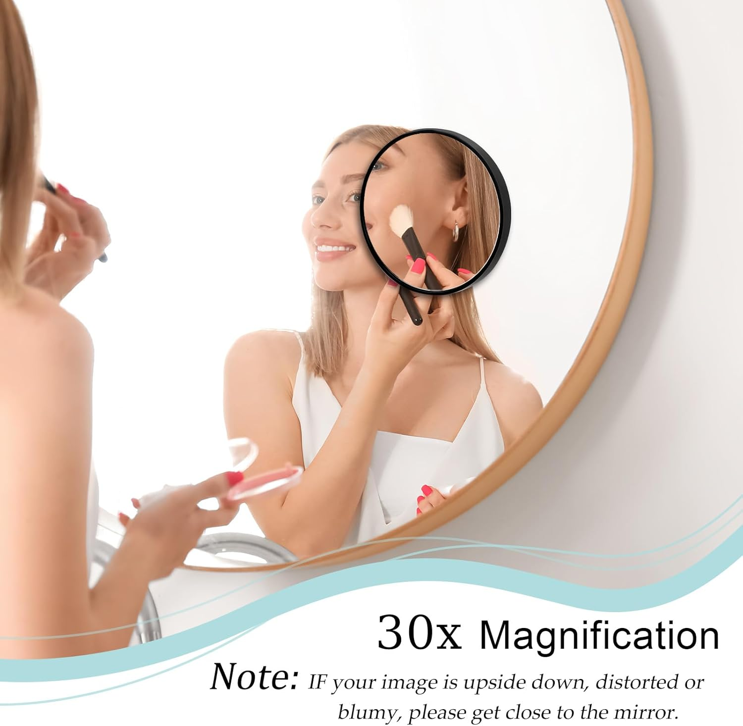 30 X Magnifying Mirror, Small Magnifying Mirror with Suction Cup and Tweezers, 3.5 Inch Travel Mirror for Makeup, Eyebrow Waxing and Facial Care, Ideal for Men and Women, Compact image number 1