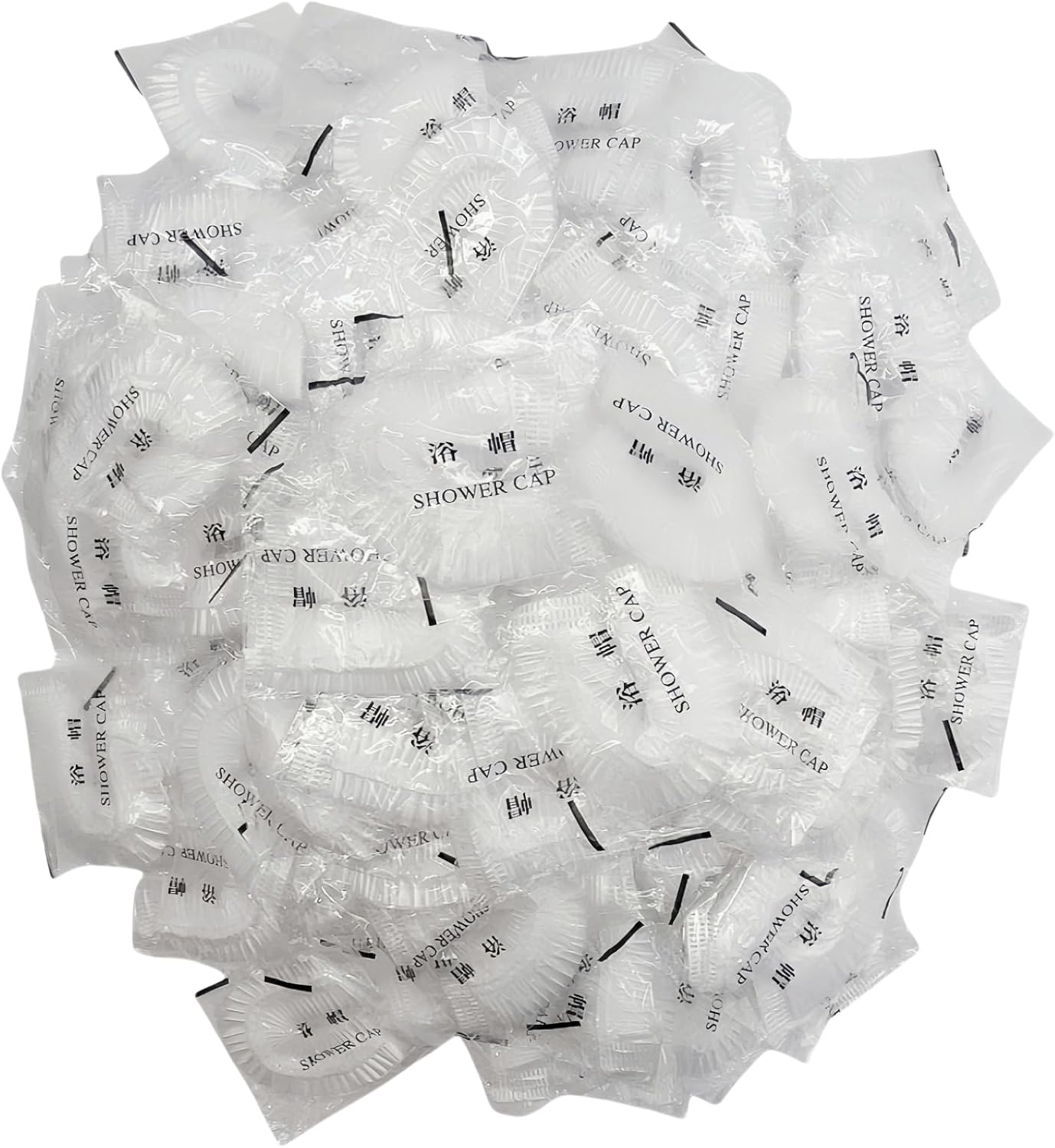 Castaic 100 Pcs Disposable Shower Caps,Larger and Thicker Waterproof Shower Caps for Women Spa, Home Use, Hotel and Hair Salon, Travel (White-44Cm)