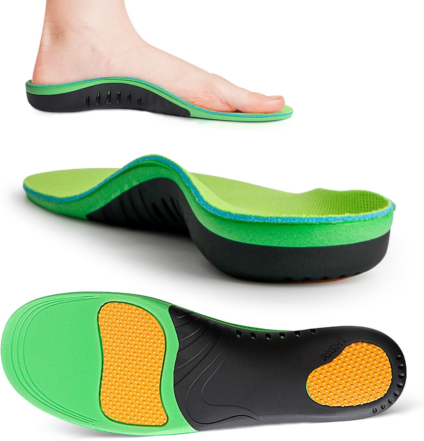 WEKUBA Arch Support Insoles, Plantar Fasciitis Insoles for Men Women, Heavy Duty Flat Feet Pain Relief Orthotic Running Athletic Work Boot Insoles for Standing All Day (M (42-44)) image number 1