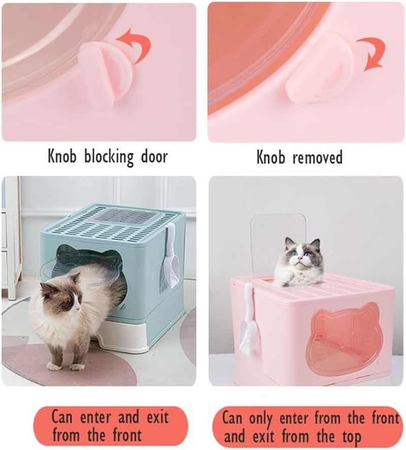 Meikuler Cat Litter Box Large Litter Pan for Cats Foldable Litter Boxes Comes with Cat Litter Scoop (Upg-Pink) image number 2