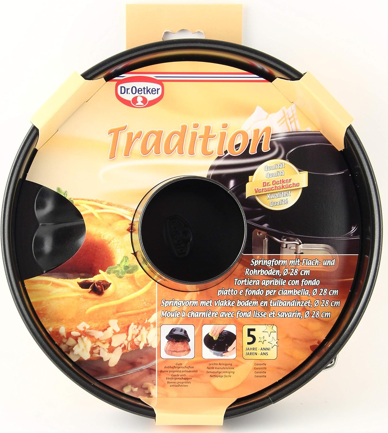 Dr. Oetker Springform Tin with Flat and Tube Base, Diameter 28 Cm, Steel Cake Tin with Non-Stick Coating, Baking Mould Made of Refined Black Sheet, Quantity: 1 image number 3
