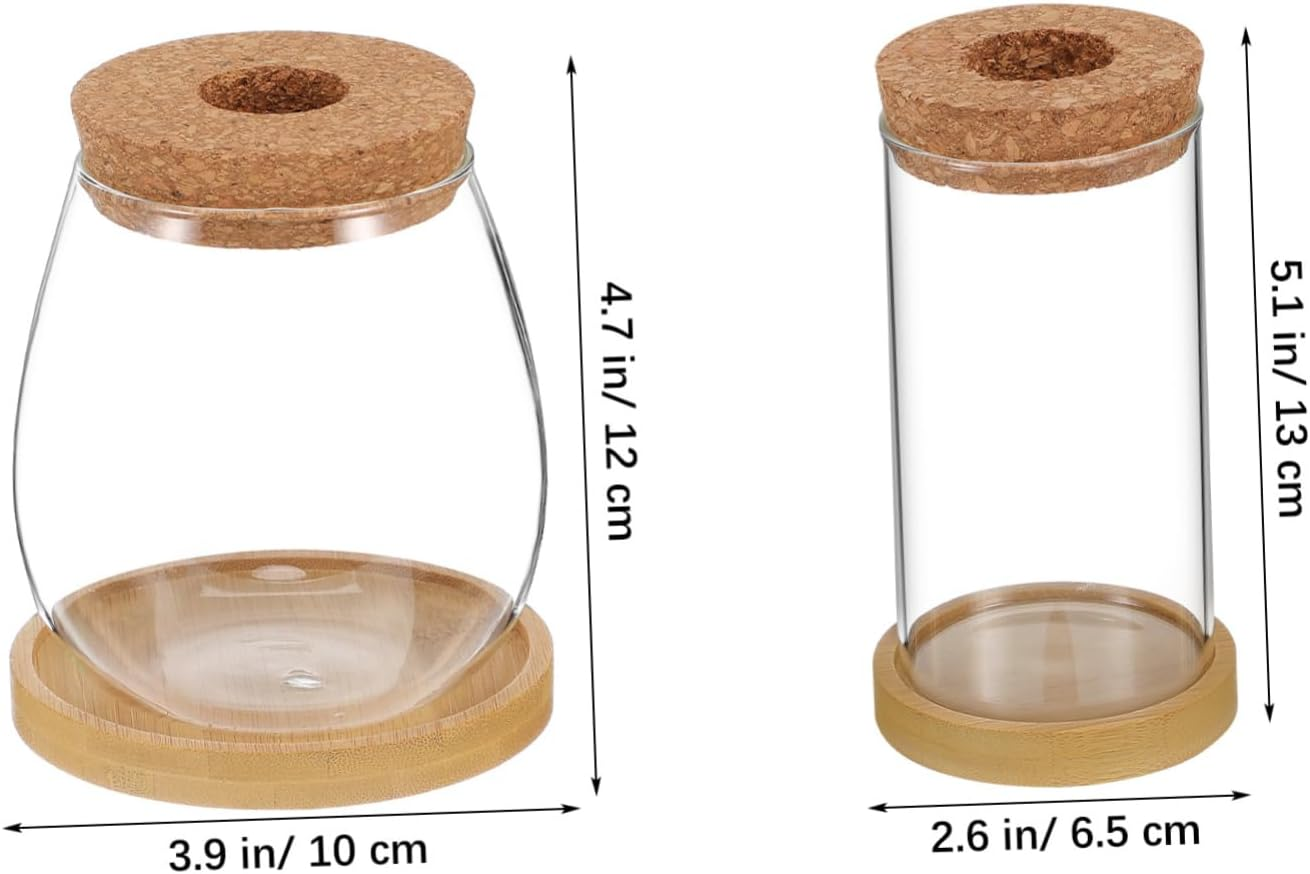 2Pcs Hydroponic Plant Vase Glass Terrariums Cork Lid Propagation Vases for Indoor Water Planter for Seedling Pots and Gardening Supplies