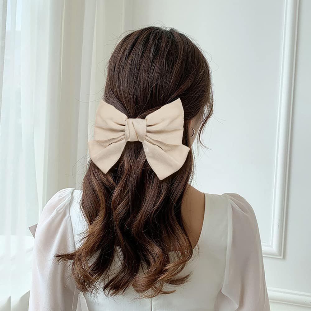 12 Pack Large Big Oversized Knot Bowknot Satin Hair Bows French Barrettes Hair Clips Bun Ponytail Holder Hair Ribbon Accessories for Women Girl image number 3