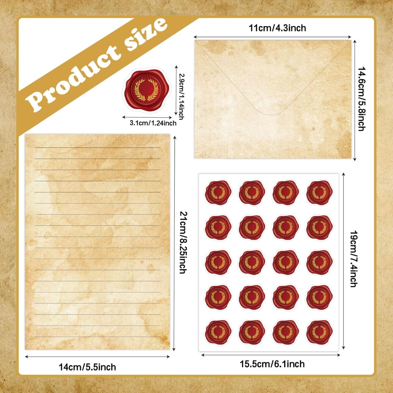 EWEIS Vintage Stationery Writing Set, 50 Pcs Letter Writing Paper with Matching Envelopes, Elegant Writing Letter Set for Enhance Friendship,Writing Paper Stationary for Pen Pals image number 2