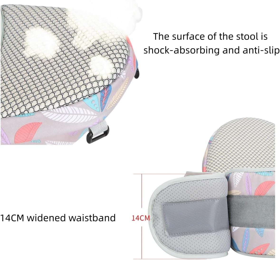 Baby Hip Seat Carrier with Adjustable Waistband & Breathable Mesh, Ergonomic Baby Carrier with Non-Slip Hip Seat, Storage Pocket and Adjustable Straps for Newborns to Toddlers (Leaf) image number 5