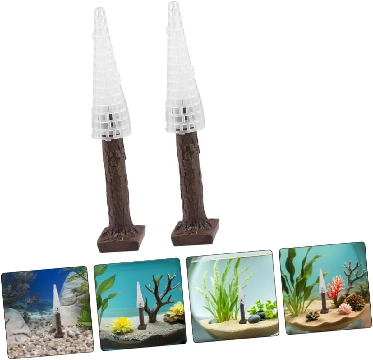 Ksngtixe 2Pcs Christmas Moss Tree Aquarium Decor - Artificial Underwater Plants for Fish Tank, Holiday Themed Fish Decorations with Realistic Trunk Design image number 6