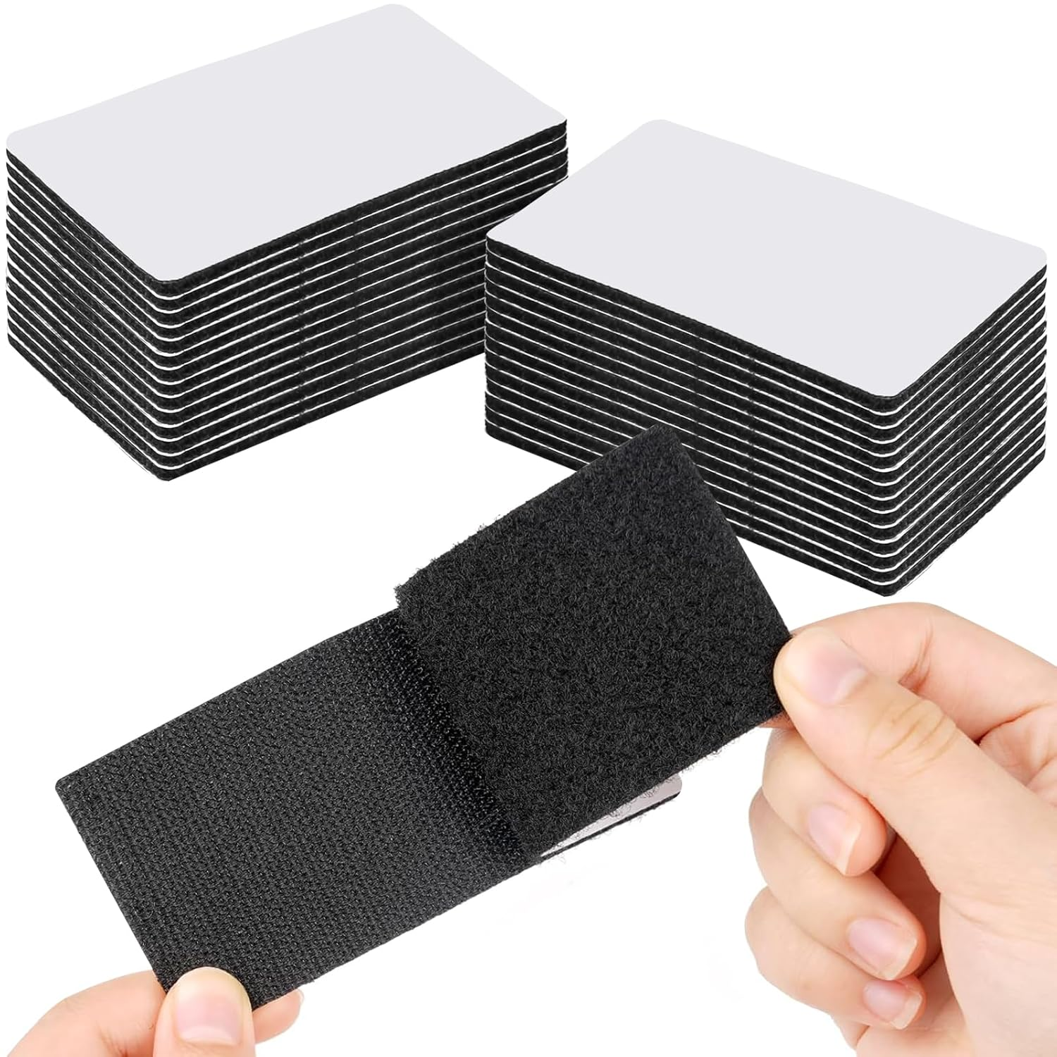 20Pcs 50Mmx100Mm Double Sided Sticky Pads, Extra Sticky Hook and Loop Tapes, Strong Heavy Duty Adhesive Sticky Back Pads for Mounting or Organizing Car Floor, Mats, Carpet Mirror (Black) image number 1