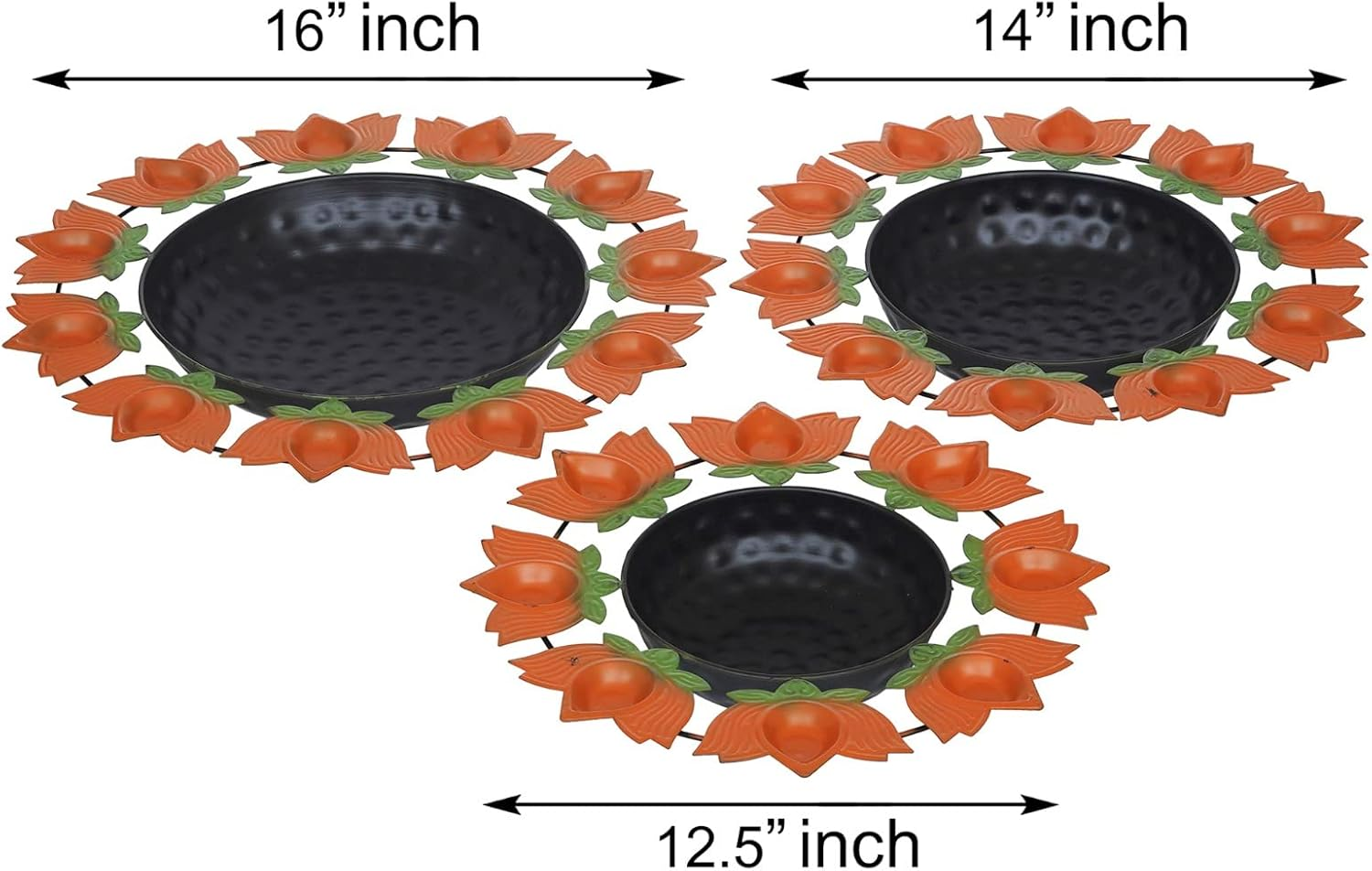Webelkart Urli Bowl Set of 3 Lotus Diya Metal Urli Pot Potpourri Bowl for Home and Office Decor & Festival Gift,Water Floating Flowers and Tealight Candle Holder for Vastu, Pooja and Home Decoration image number 6
