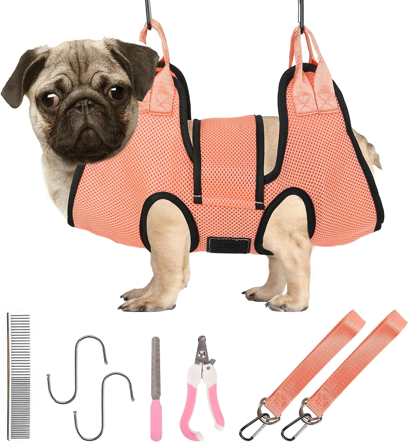 Patiencet Dog Grooming Hammock, Pet Grooming Hammock for Cats & Dogs with Security Strap, Dog Sling for Nail Trimming with Nail Clippers/Trimmer, Nail File, Pet Comb(S) image number 4