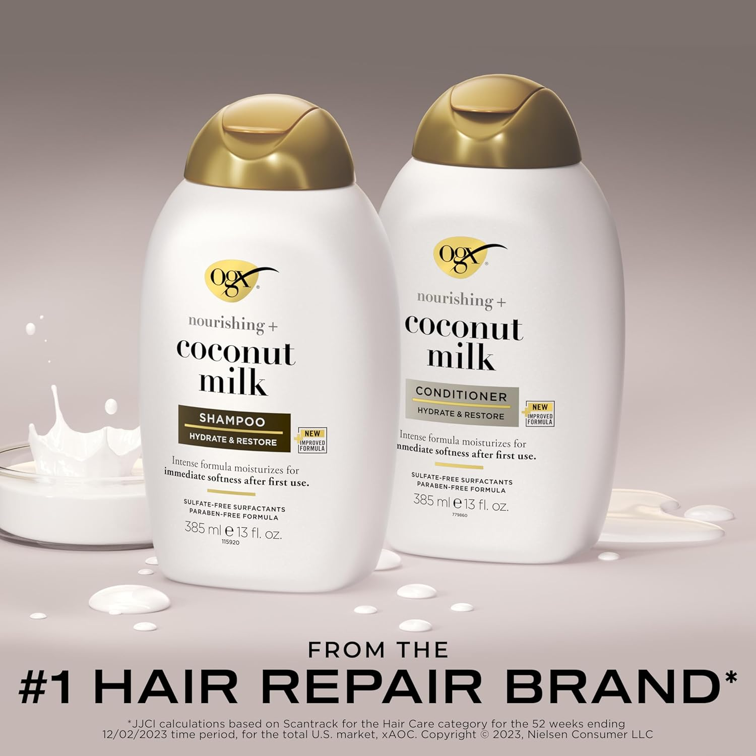 (Coconut Milk) - OGX Nourishing + Coconut Milk Shampoo & Conditioner Set, 380Ml (Packaging May Vary), White