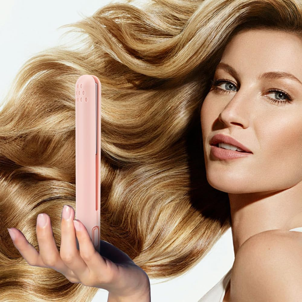 Mini Dual Purpose Curling Iron, 2025 Upgrade Mini Curling Wand and Flat Iron Mini Curling Iron Hair Straightener Curling Iron, Portable Travel Curling Wand for Short and All Hair Types (Pink) - Green image number 4