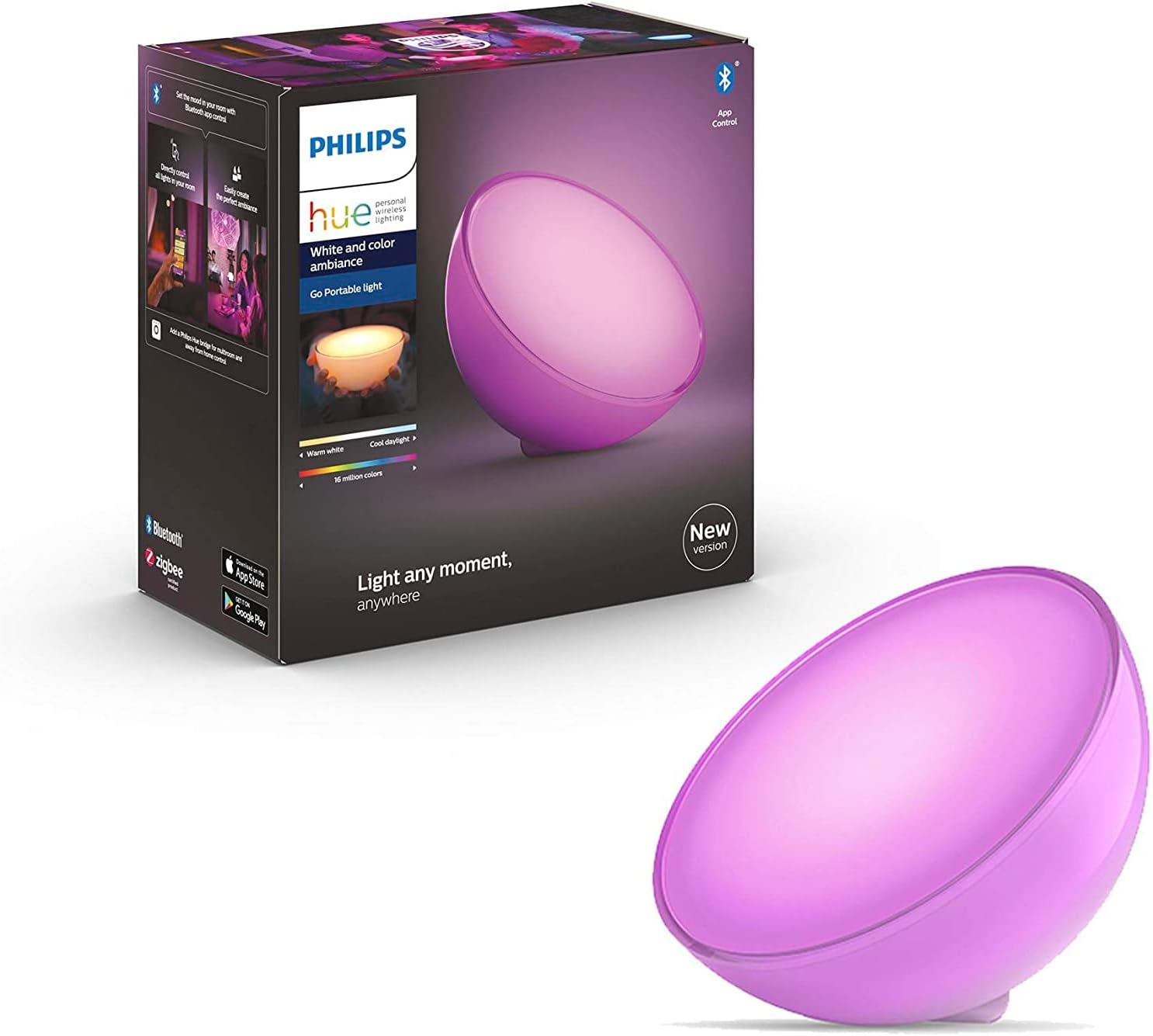 Philips Hue Go 2.0 White & Colour Ambiance Smart Portable Light with Bluetooth, Compatible with Alexa and Google Assistant image number 2