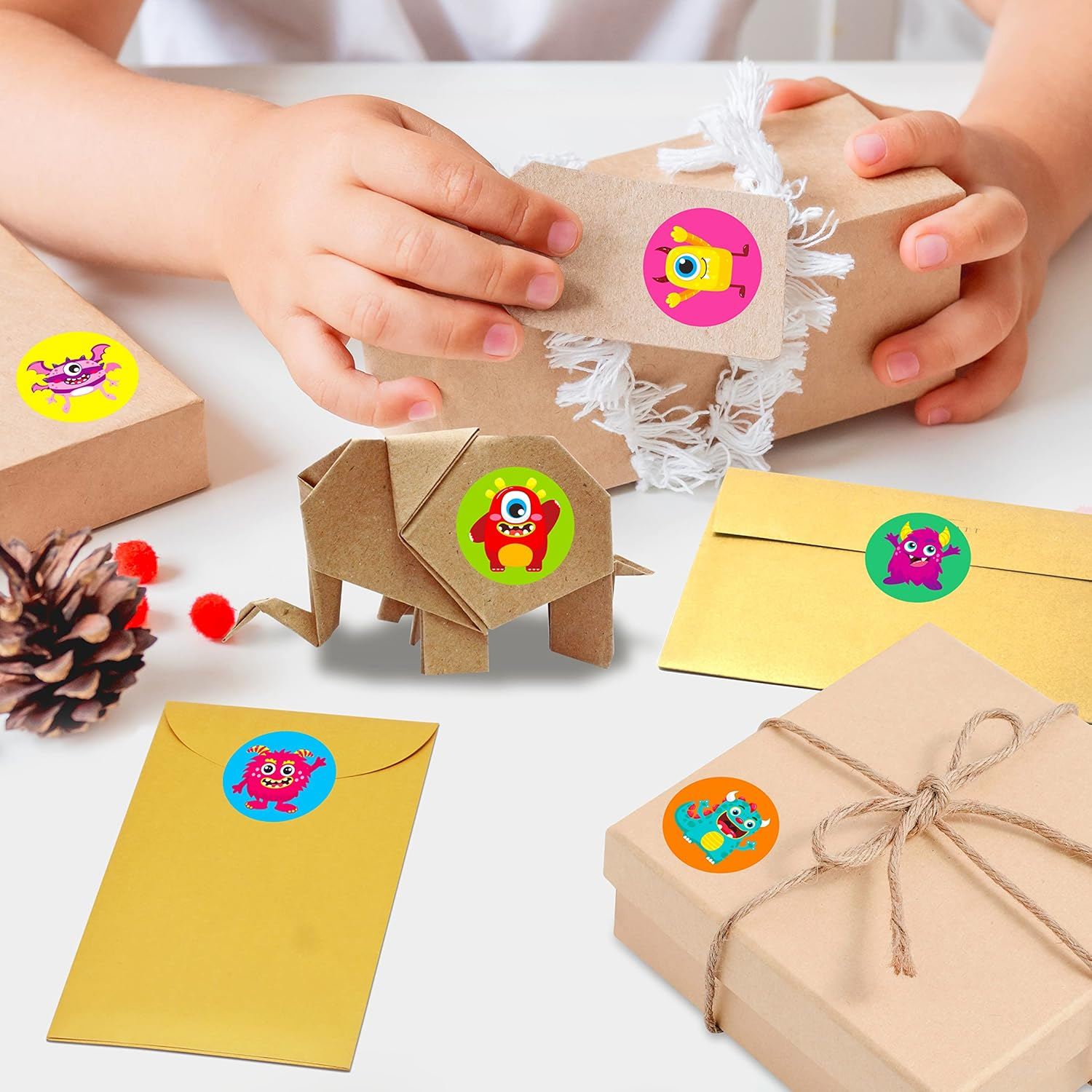 600 PCS Cartoon Monster Stickers for Kids, Party Decoration Teacher Reward Encouragement Motivational Decals 16 Designs Value Pack (1.5" in Diameter) image number 4