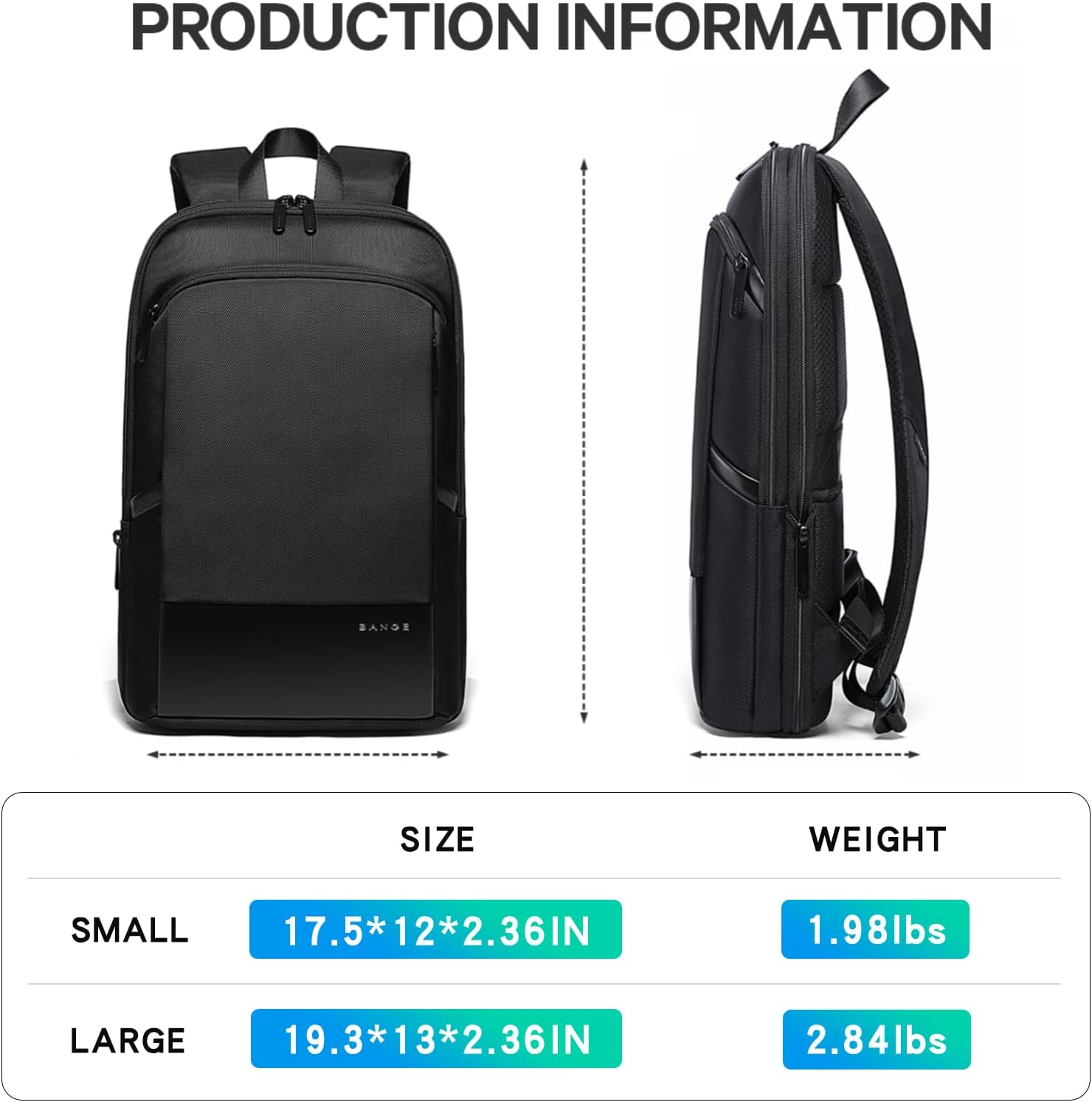BANGE Slim Laptop Backpack for Business Commuter Backpack for Men,Women Work Backpack image number 2