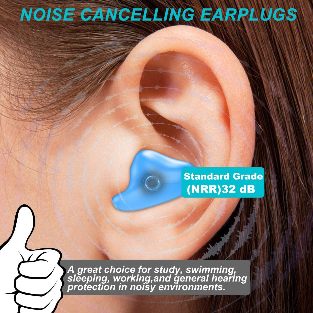 Ear Plugs for Sleeping Swimming, 54 Pair Reusable Silicone Moldable Noise Cancelling Earplugs for Shooting Range, Swimmers, Snoring, Concerts, Airplanes, Travel, Work, Studying image number 6