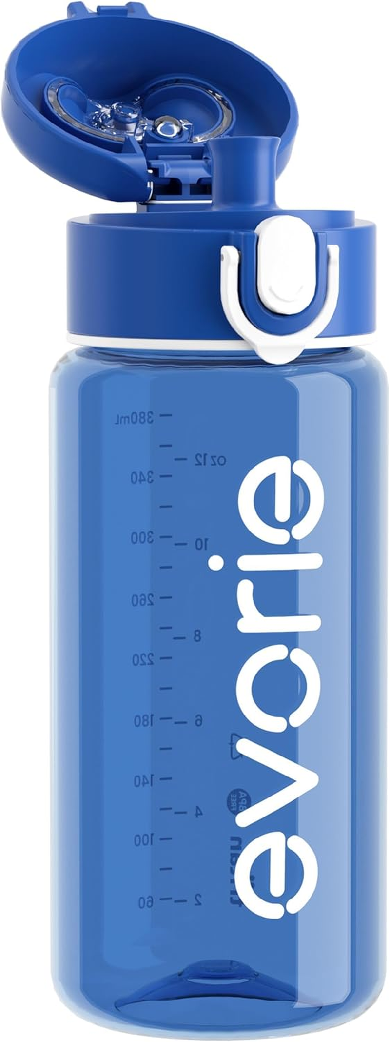 Evorie Kids Water Bottle for School, No Straw 13Oz BPA Free Tritan Bottle, Leak Proof with Flip Top Lightweight for Outdoor (Blue)