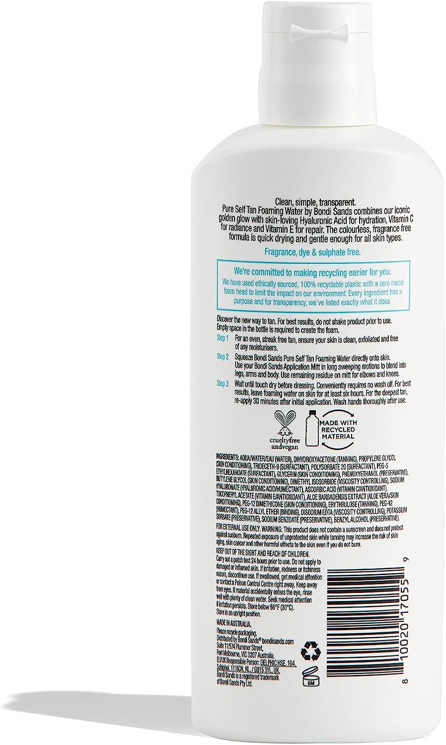 Bondi Sands Pure Self Tan Foaming Water 200 Ml, Light/Medium image number 3