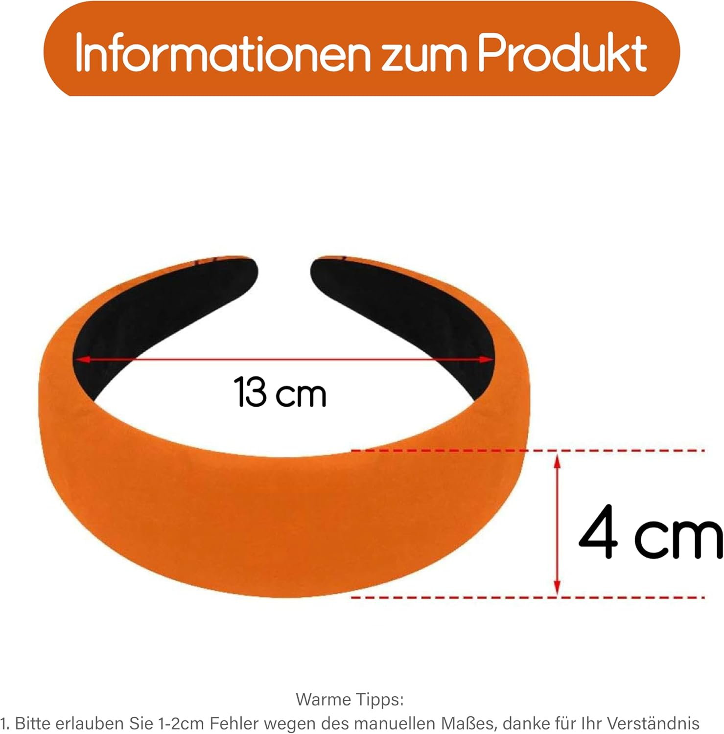 Esshogo Hair Band Orange Headband, Fashion Hair Accessories for Women Girls, Wide Headband, Orange Headband, Wide Hair Band, Wide Headband, Headbands Hair Band image number 2