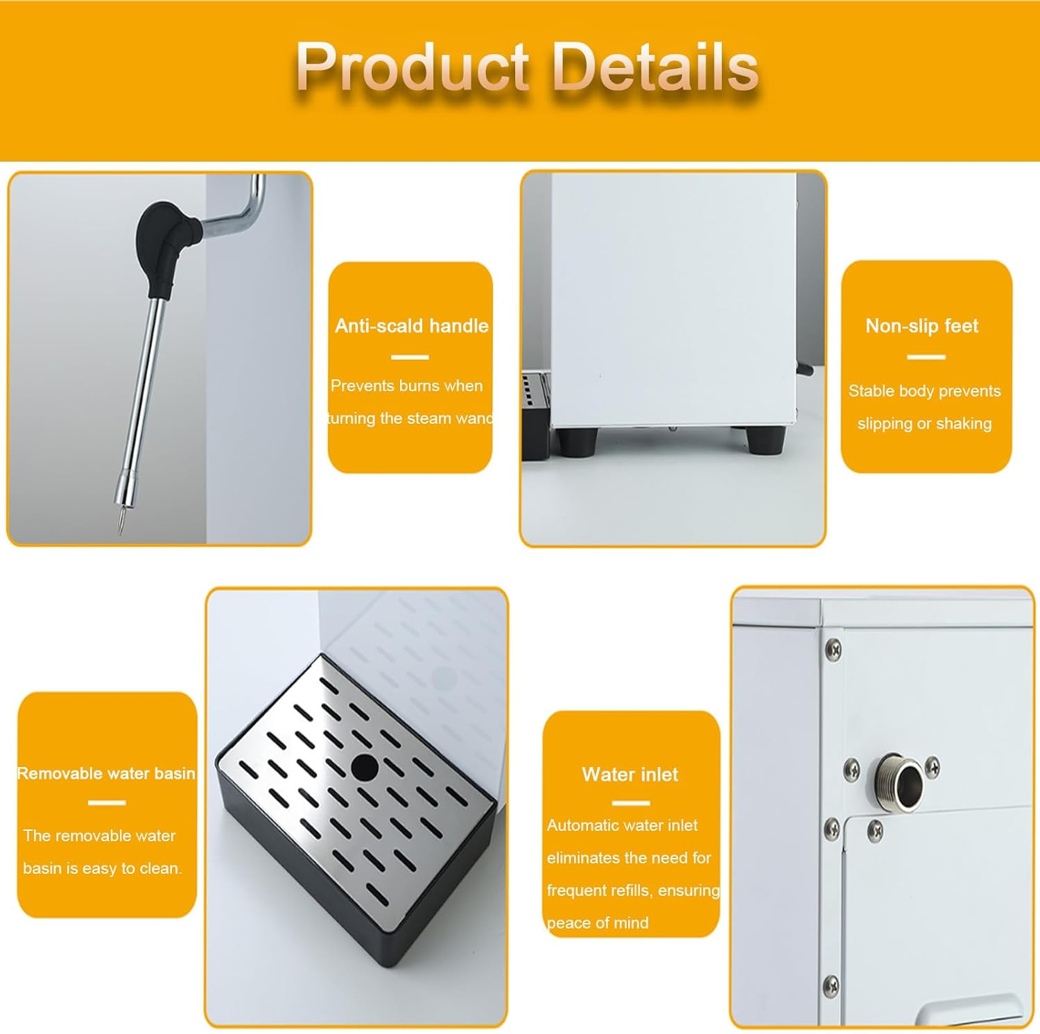 Coffee Milk Foam Machine, Commercial Milk Steamer Machine, 6L Capacity, LED Display, Stainless Steel, for Espresso Coffee Dessert Shop, Bubble Tea, and Milk Tea image number 3