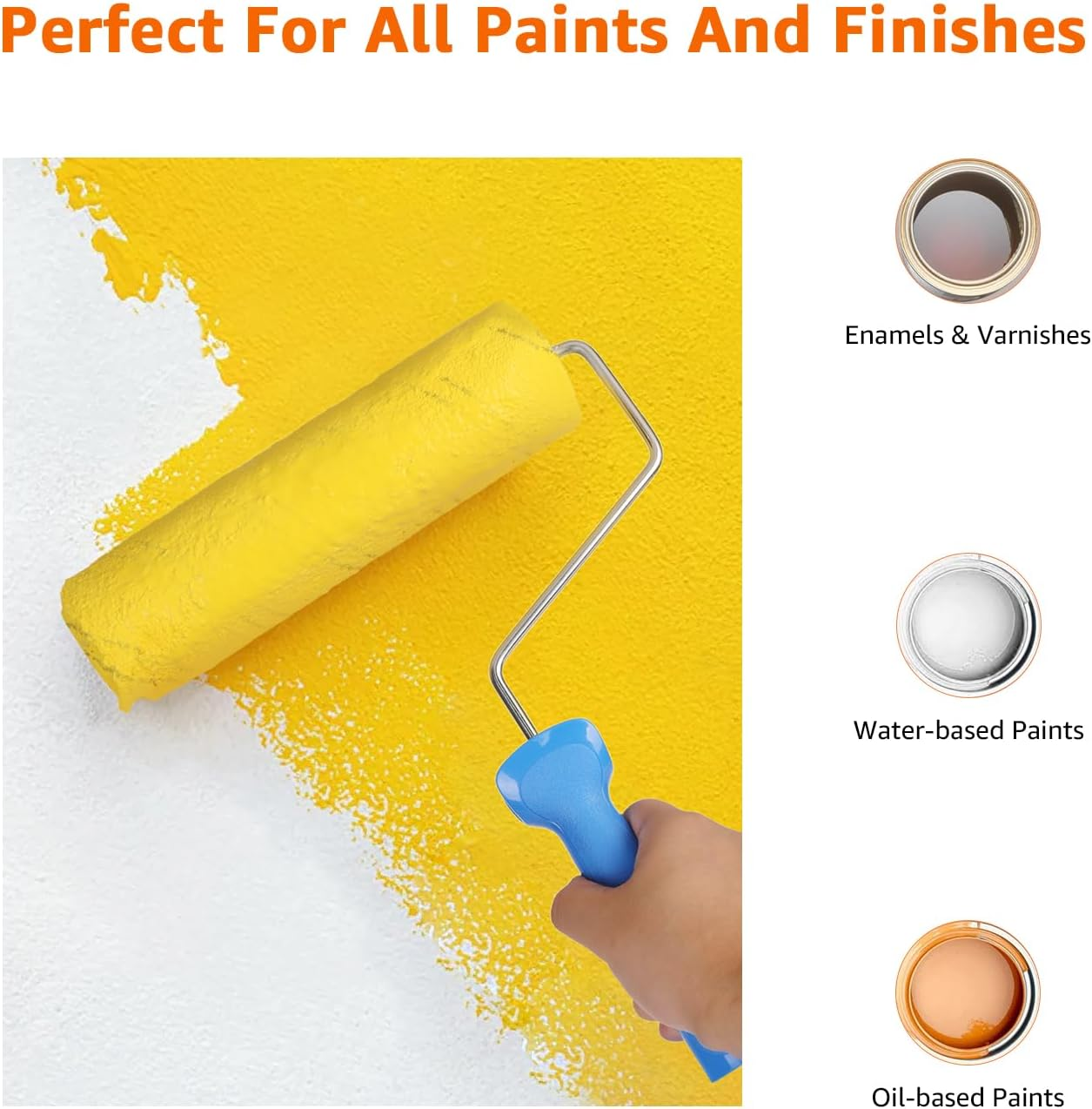 Amazon Basics Microfiber Paint Roller Covers - 22.9 Cm, 6-Pack image number 2